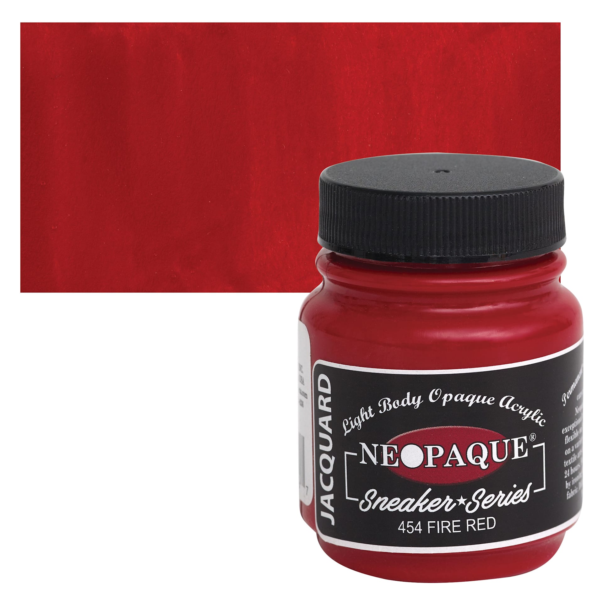 Jacquard Neopaque Acrylic - Fire Red, 2.25 oz jar and swatch