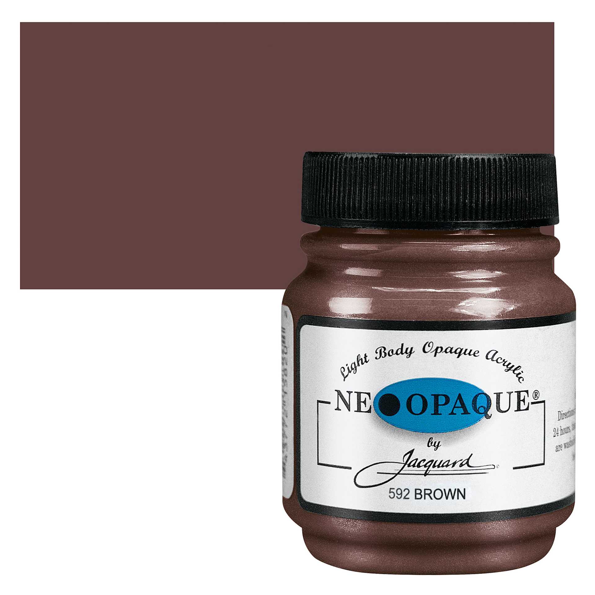 Jacquard Neopaque Acrylic - Brown, 2.25 oz jar and swatch