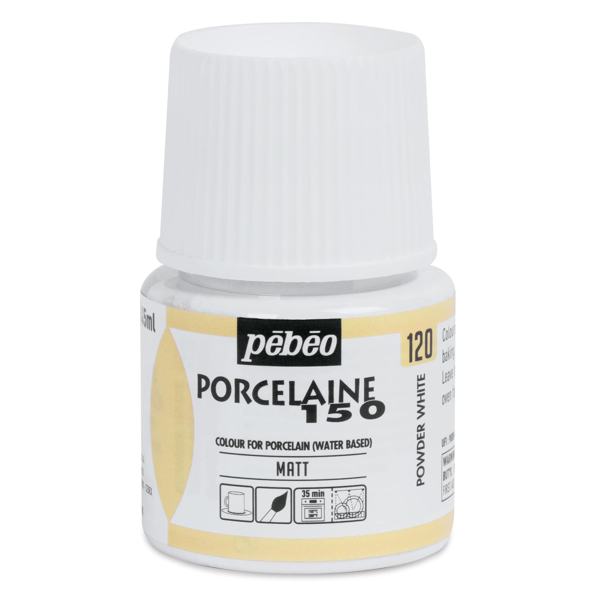 Pebeo Porcelaine 150 Paint - Chalk White, 45 ml (front of label)