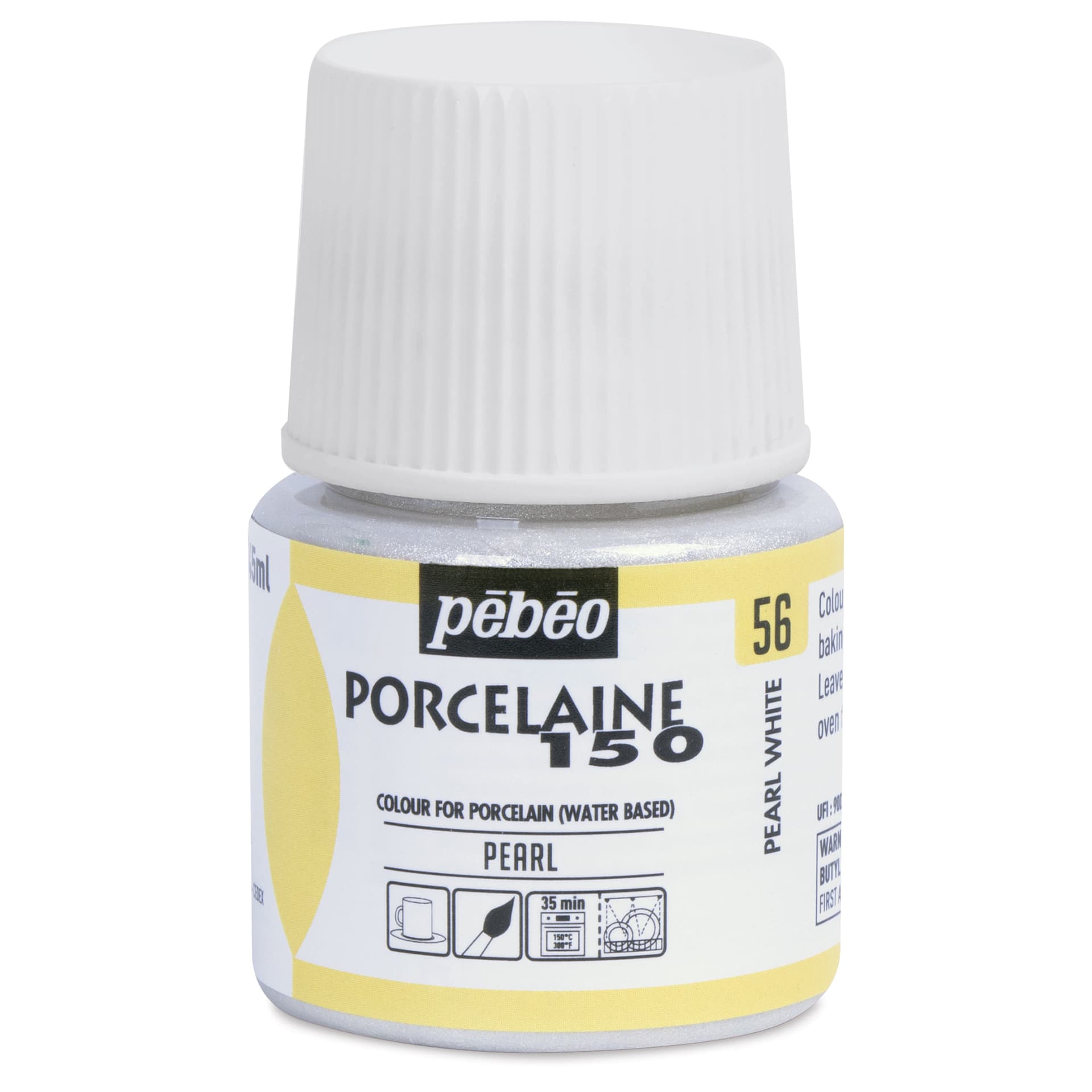Pebeo Porcelaine 150 Paint - Pearl White, Shimmer, 45 ml bottle