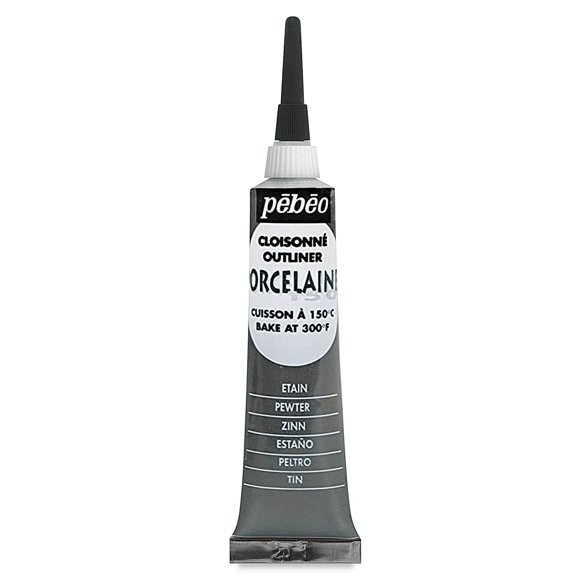 Pebeo Porcelaine 150 Outliner - Pewter, 20 ml tube