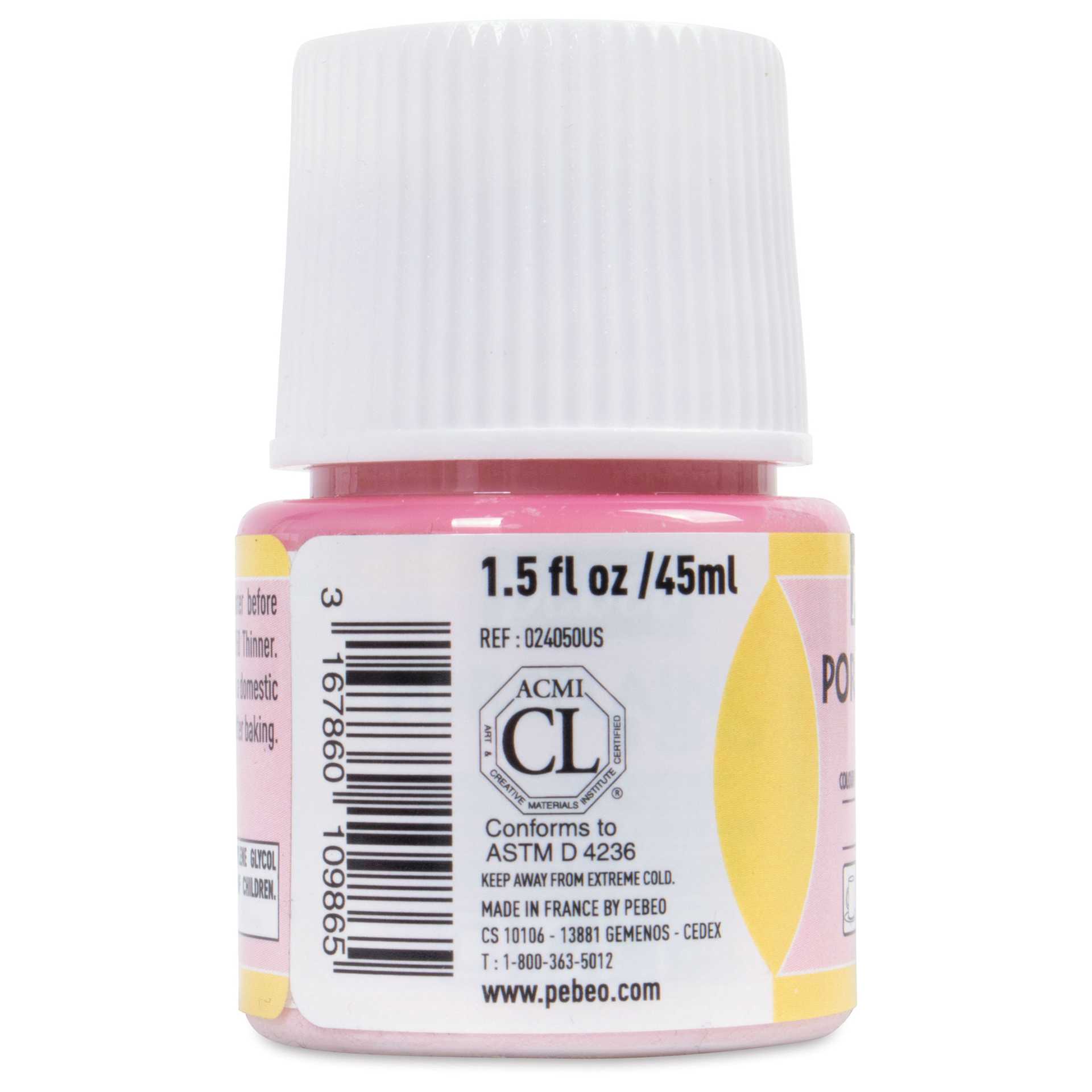 Pebeo Porcelaine 150 Paint - Tender Pink, Opaque, 45 ml bottle (side)