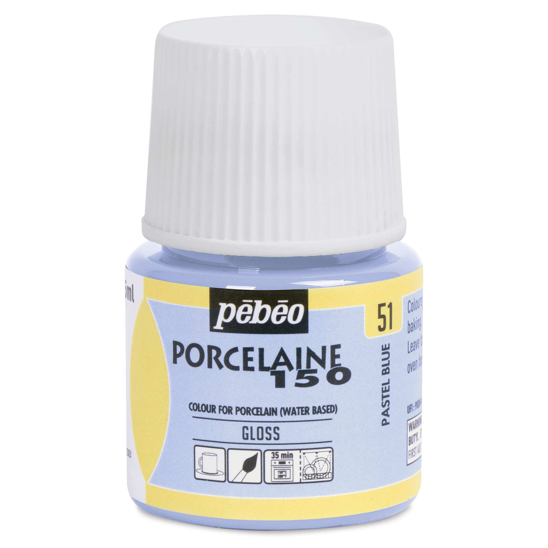 Pebeo Porcelaine 150 Paint - Pastel Blue, Opaque, 45 ml bottle