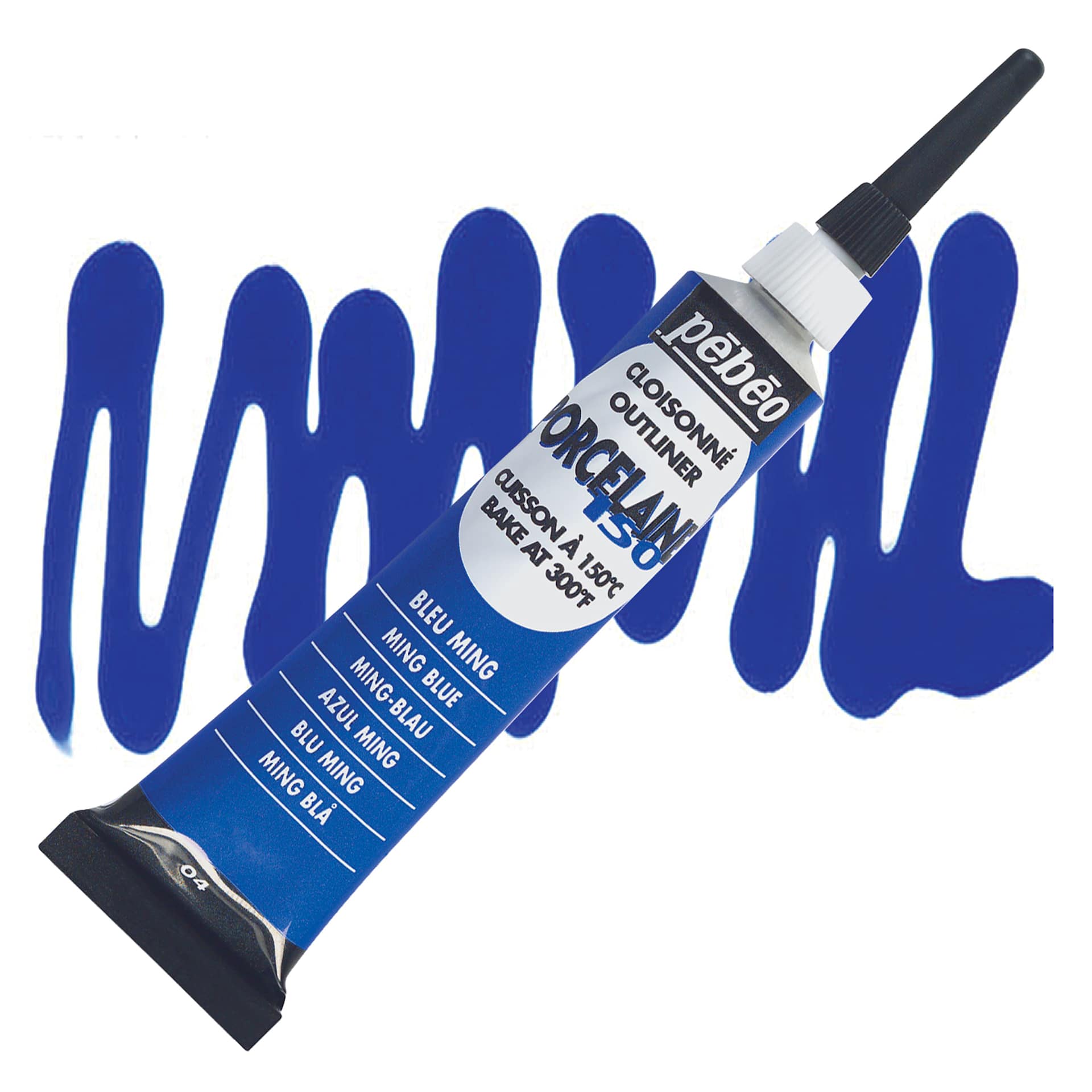 Pebeo Porcelaine 150 Outliner - Ming Blue, 20 ml tube and swatch