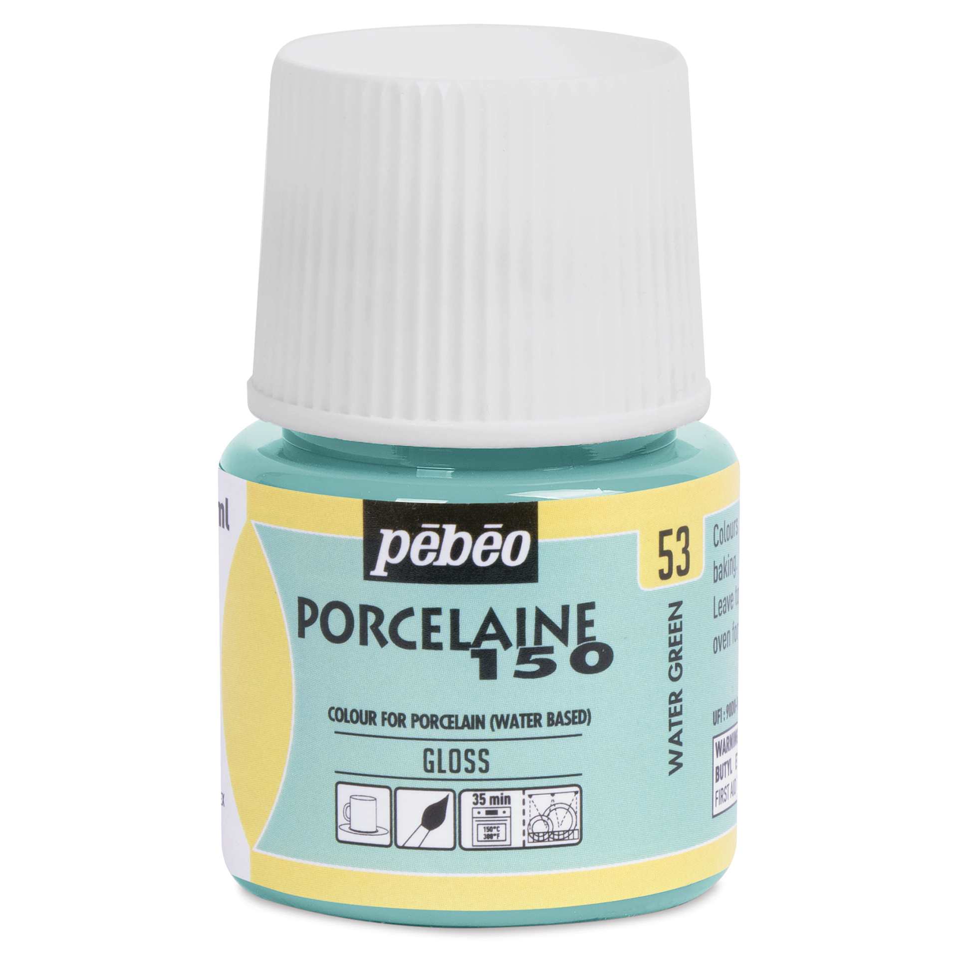 Pebeo Porcelaine 150 Paint - Water Green, Opaque, 45 ml bottle