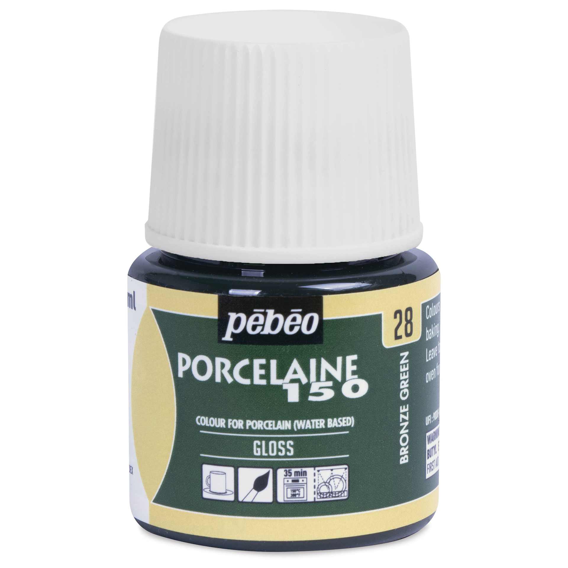 Pebeo Porcelaine 150 Paint - Bronze Green, Transparent, 45 ml bottle