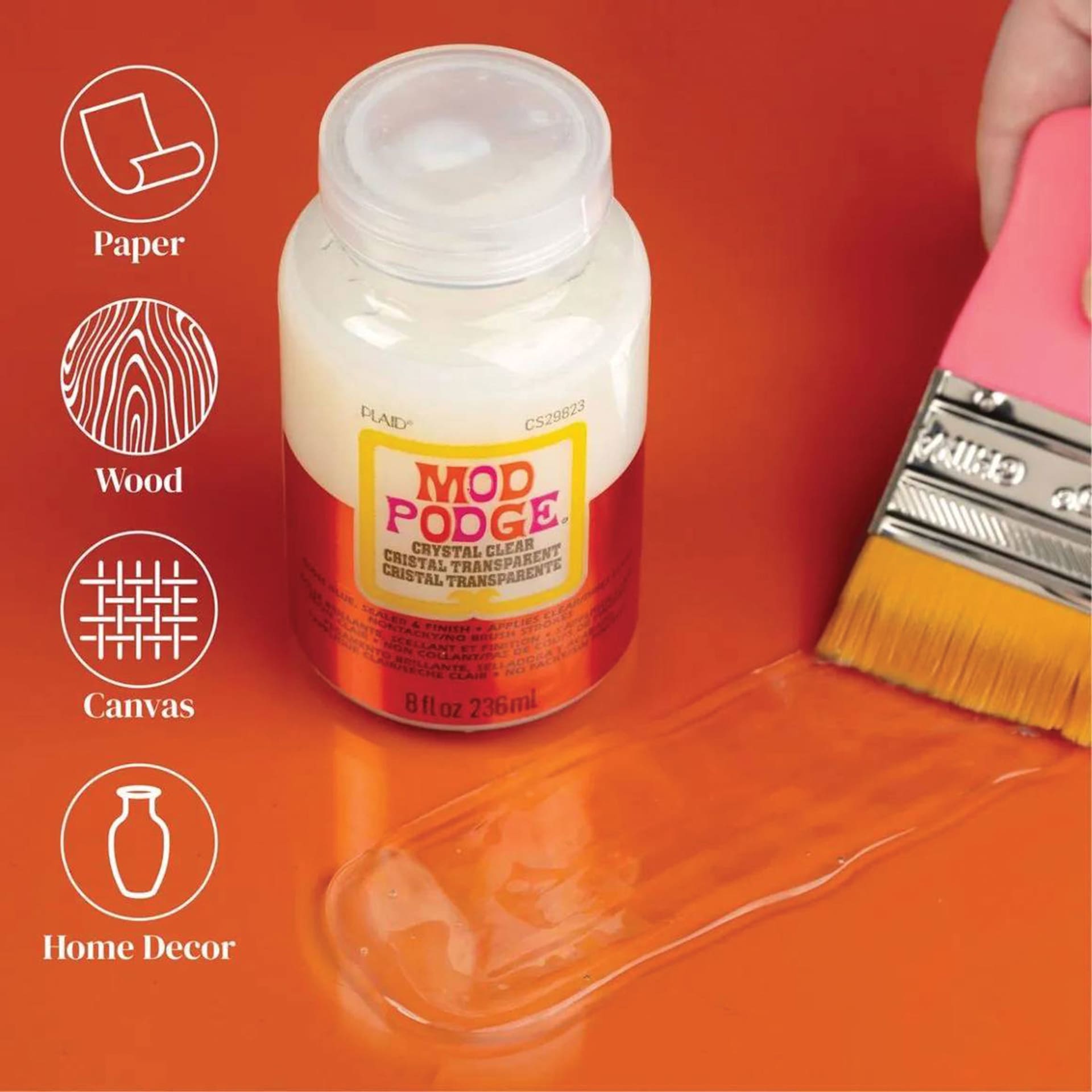 Mod Podge Crystal Clear application material options