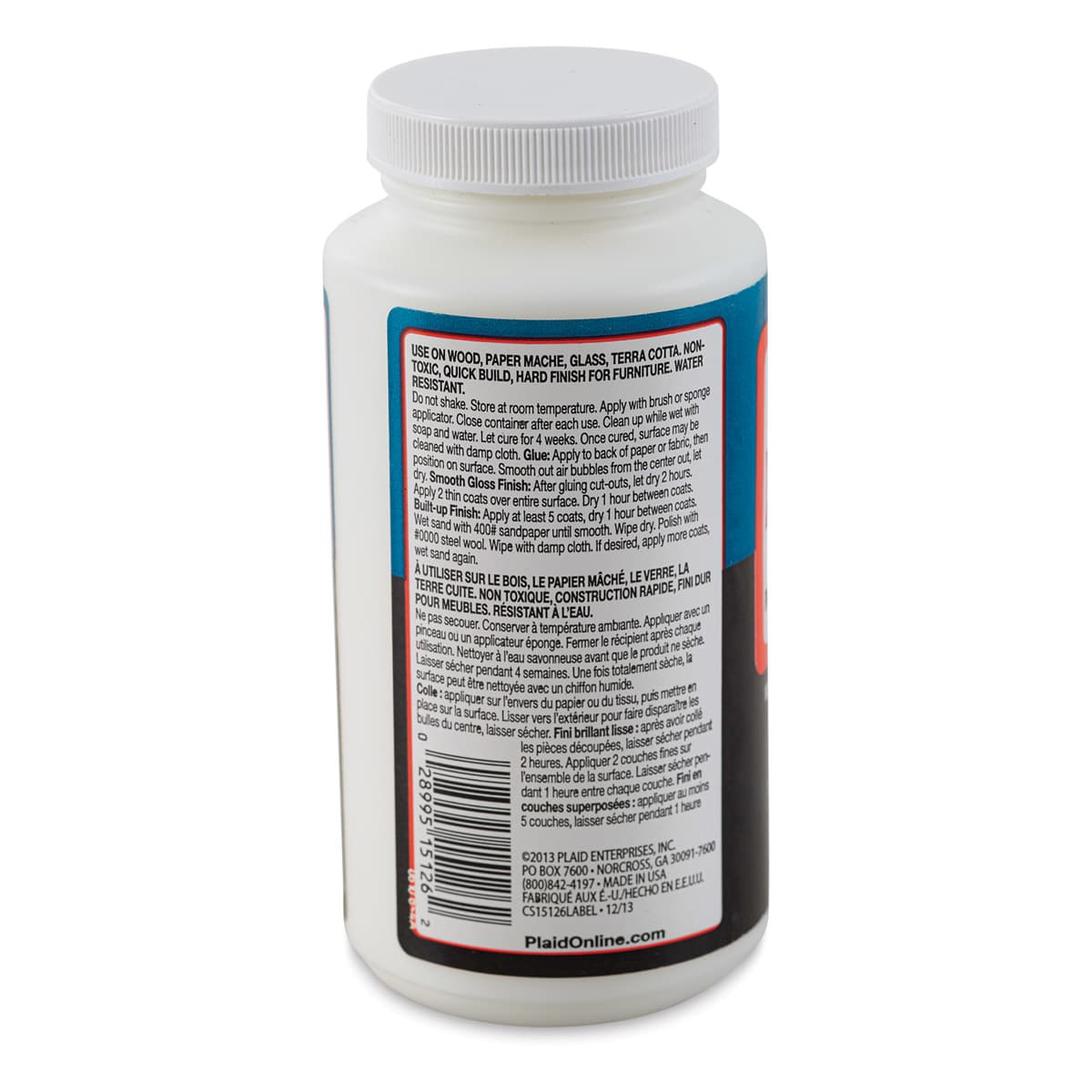 Mod Podge Furniture Gloss - 16 oz, back of the jar