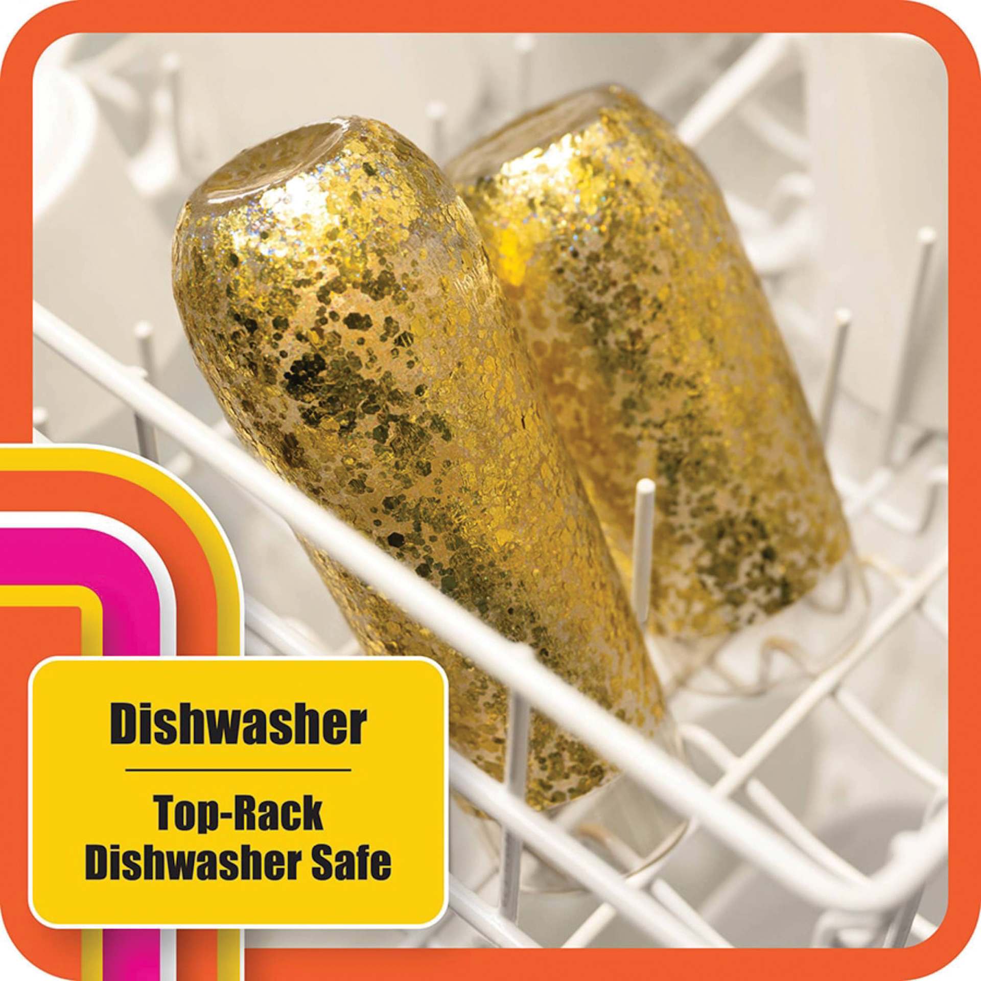 Mod Podge Dishwasher Safe Glitter Top Coat - 8 oz, glasses in dishwasher