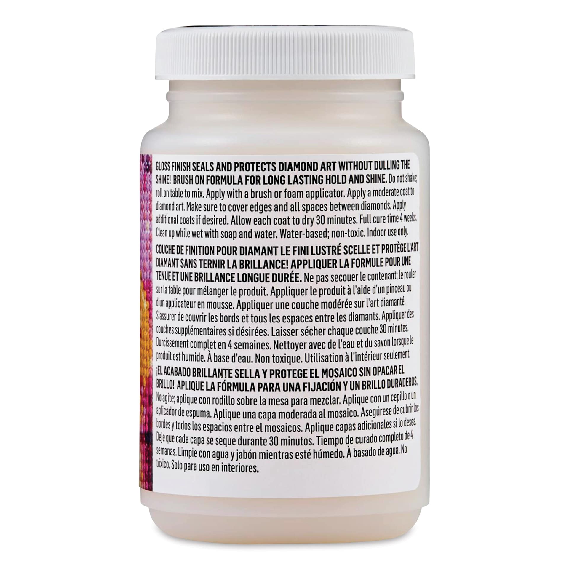Mod Podge Diamond Top Coat, back of jar