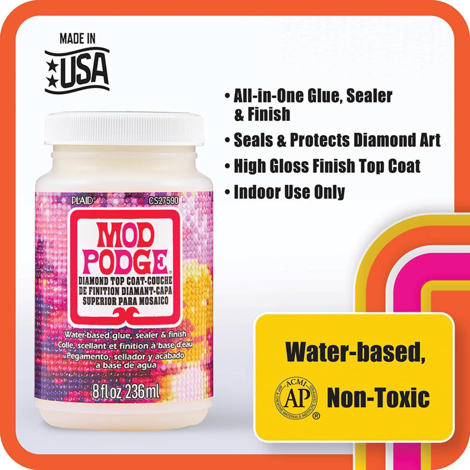 Mod Podge Diamond Top Coat, features