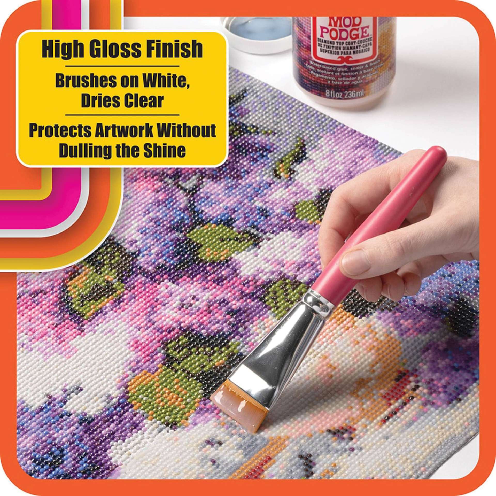 Mod Podge Diamond Top Coat, artwork being sealed