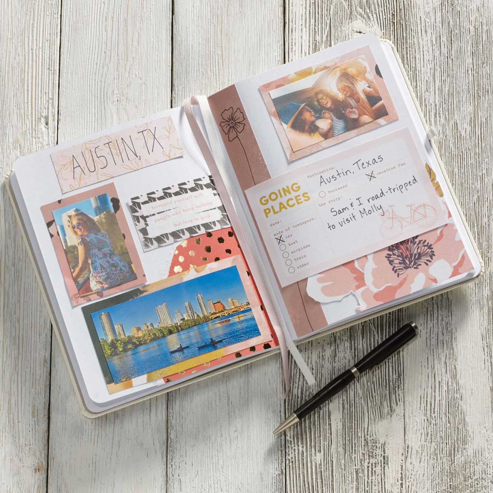 Mod Podge, collage scrapbook opened