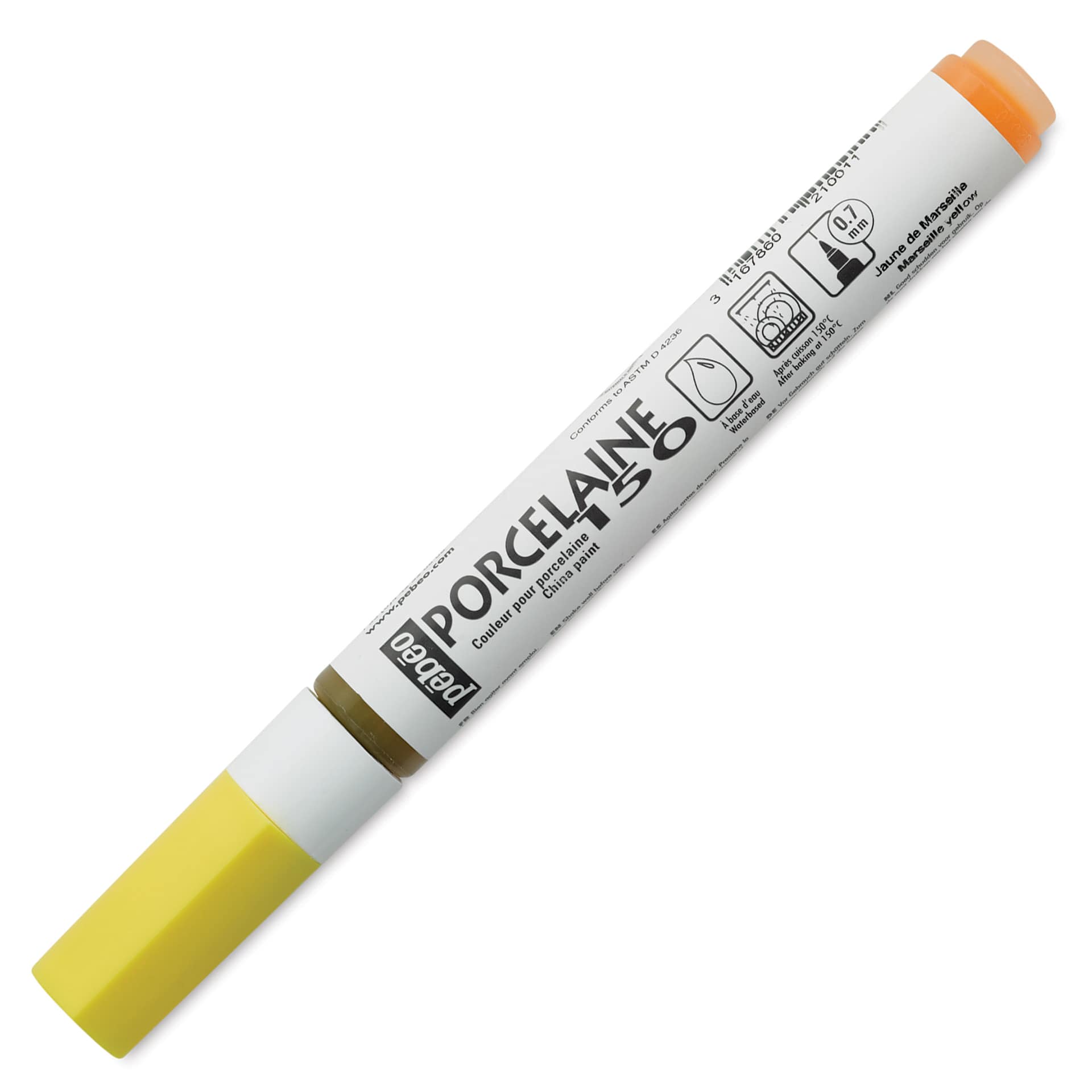 Pebeo Porcelaine 150 Paint Marker - Marseille Yellow, Fine Point with cap on