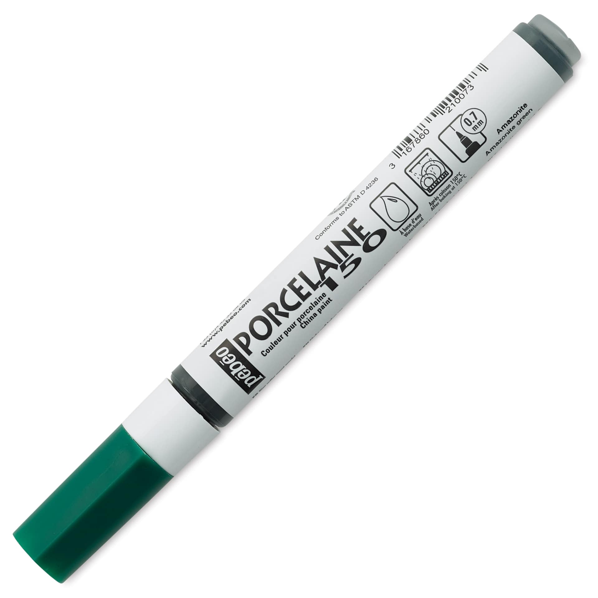 Pebeo Porcelaine 150 Paint Marker - Amazonite Green, Fine Point with cap on