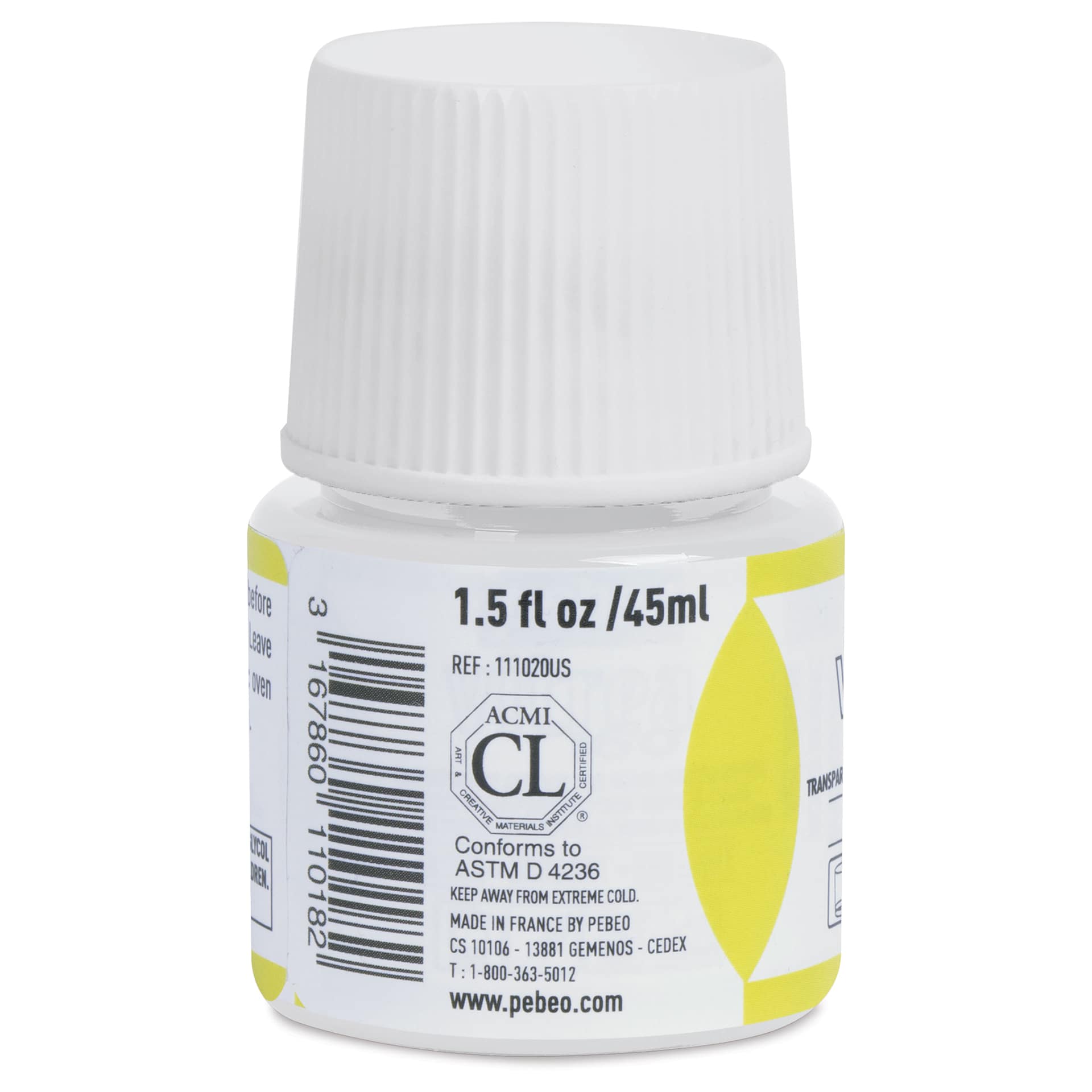 Pebeo Vitrea 160 Glass Paint - Veil White, Glossy, 45 ml bottle (side)
