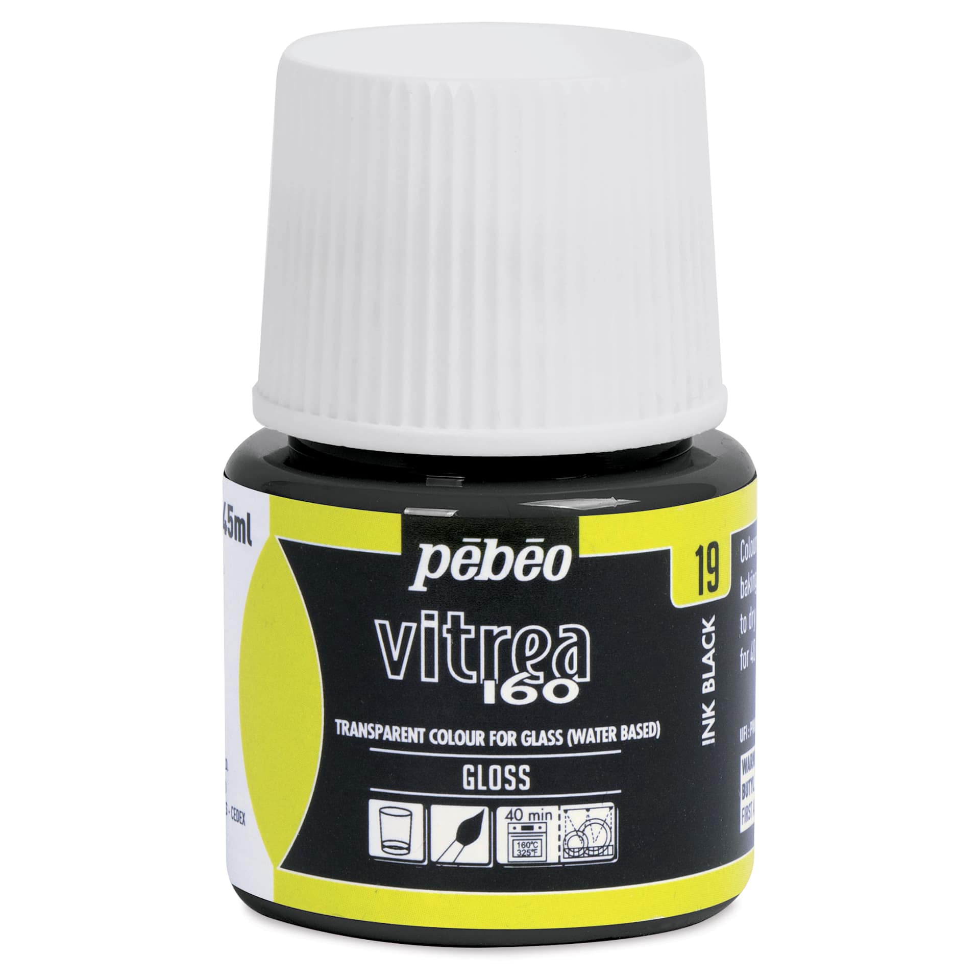 Pebeo Vitrea 160 Glass Paint - Ink Black, Glossy, 45 ml bottle