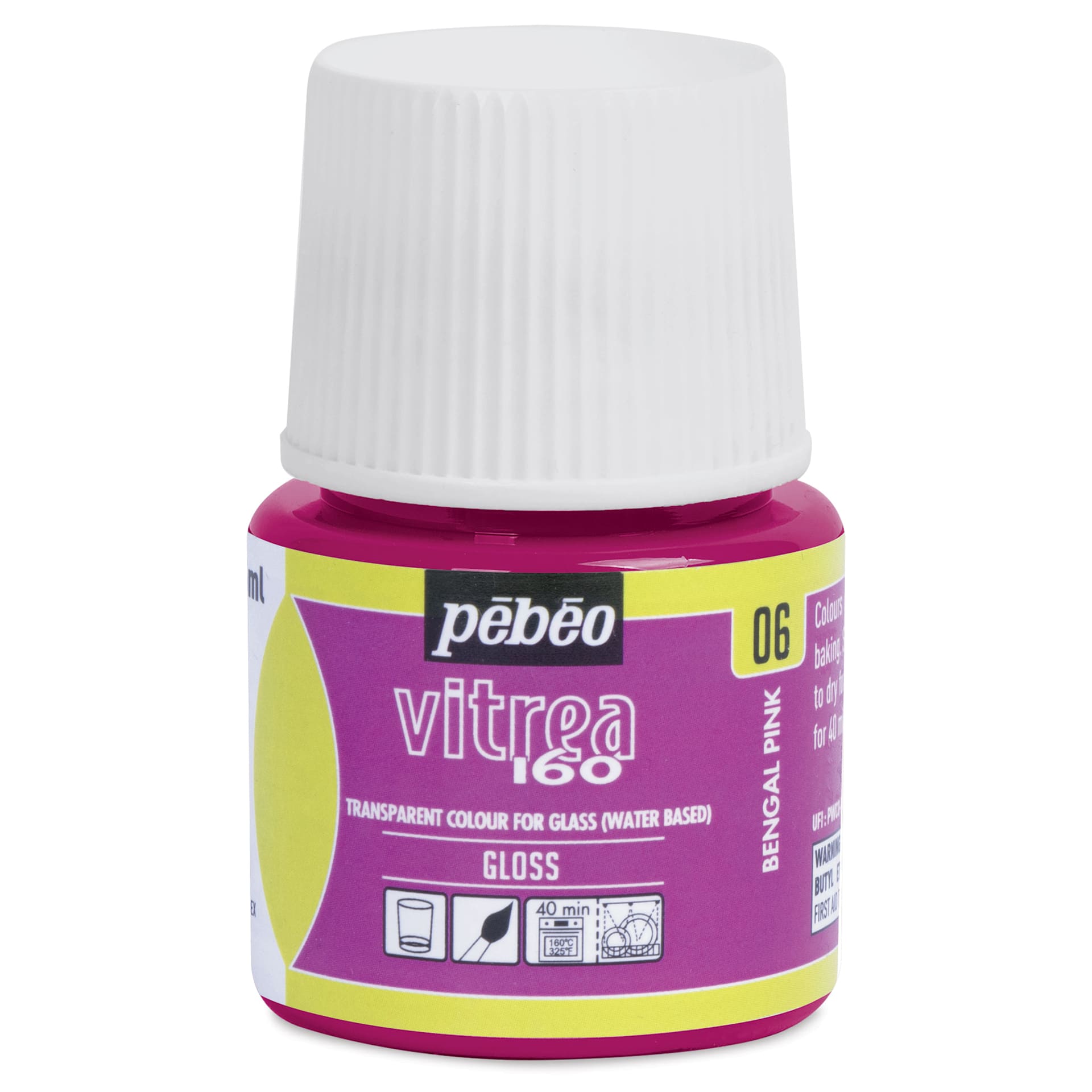 Pebeo Vitrea 160 Glass Paint - Bengal Pink, Glossy, 45 ml bottle