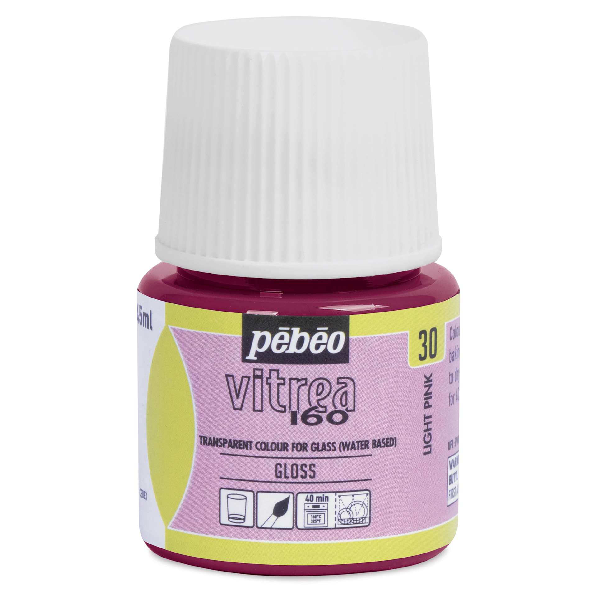 Pebeo Vitrea 160 Glass Paint - Light Pink, Glossy, 45 ml bottle
