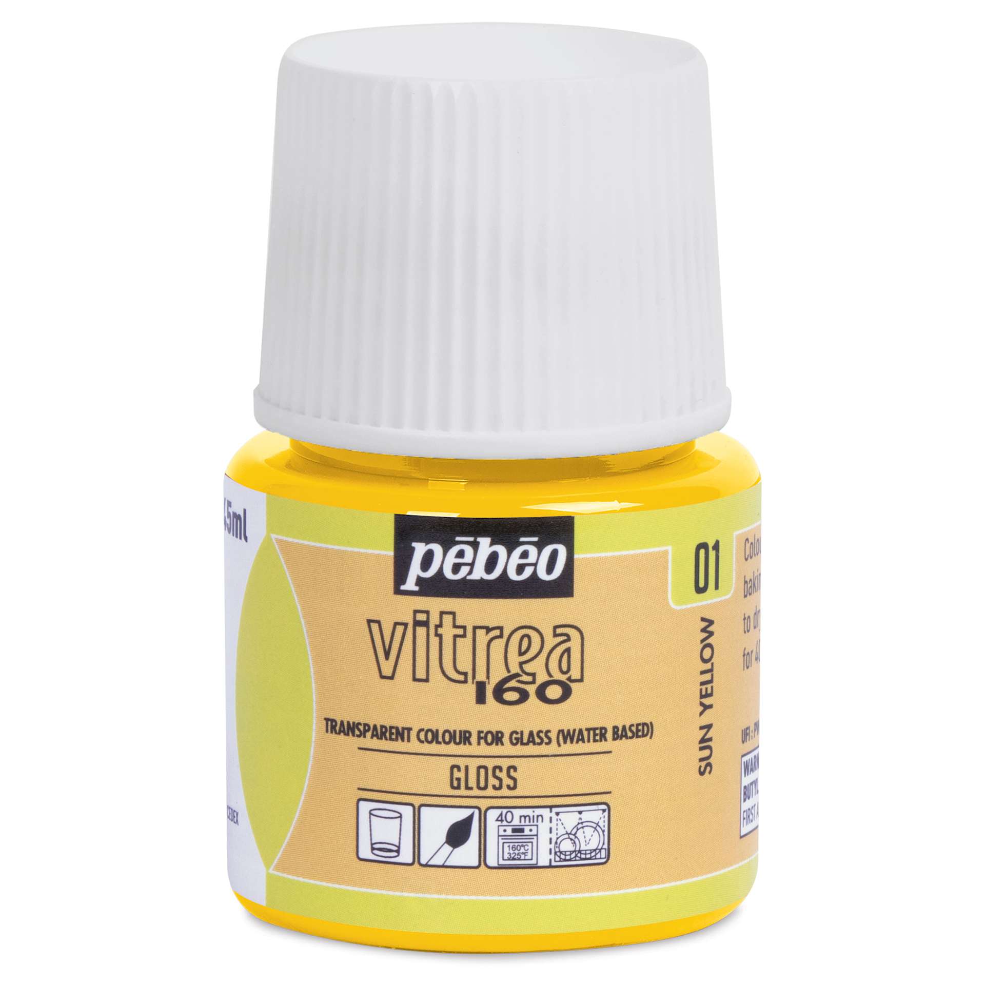 Pebeo Vitrea 160 Glass Paint - Sun Yellow, Glossy, 45 ml bottle