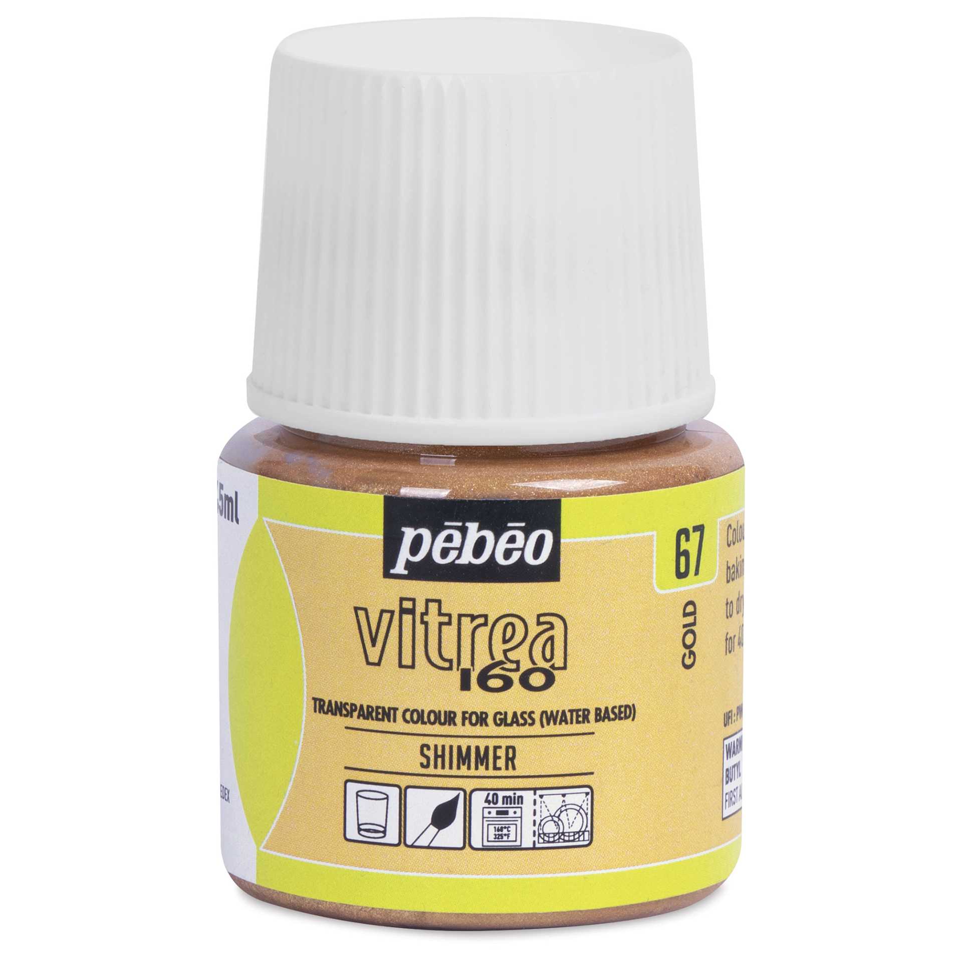 Pebeo Vitrea 160 Glass Paint - Gold, Shimmer, 45 ml bottle