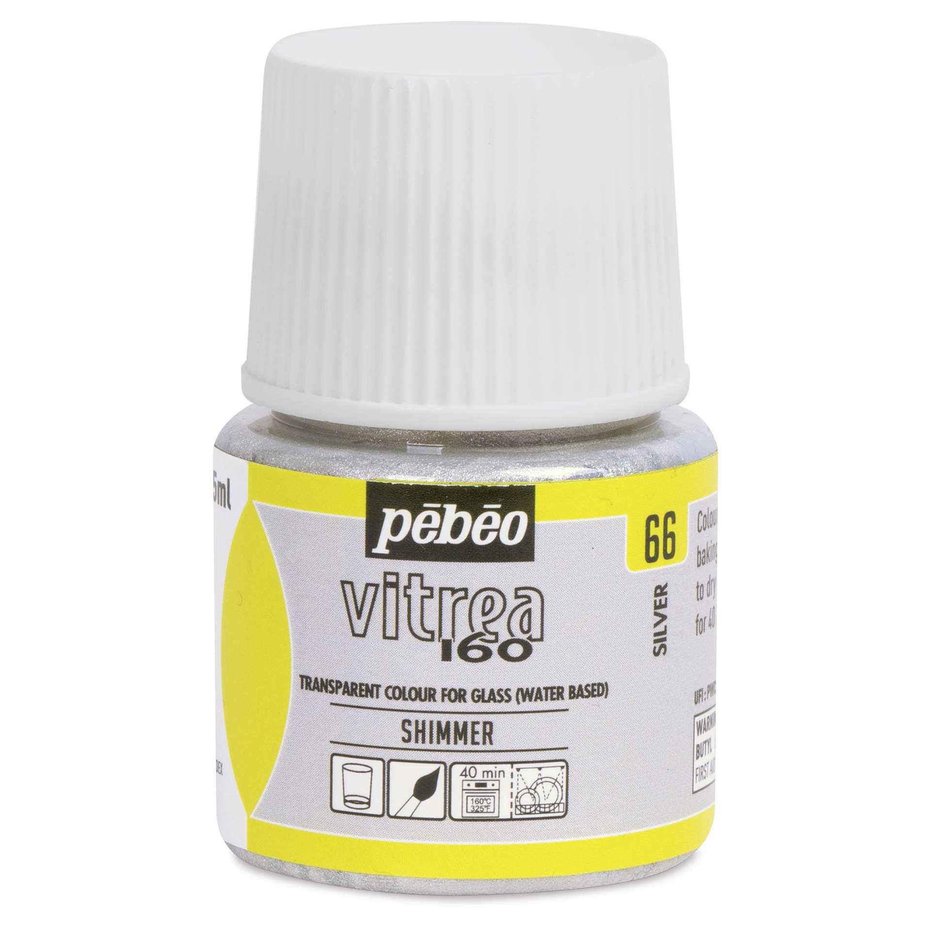Pebeo Vitrea 160 Glass Paint - Silver, Shimmer, 45 ml bottle
