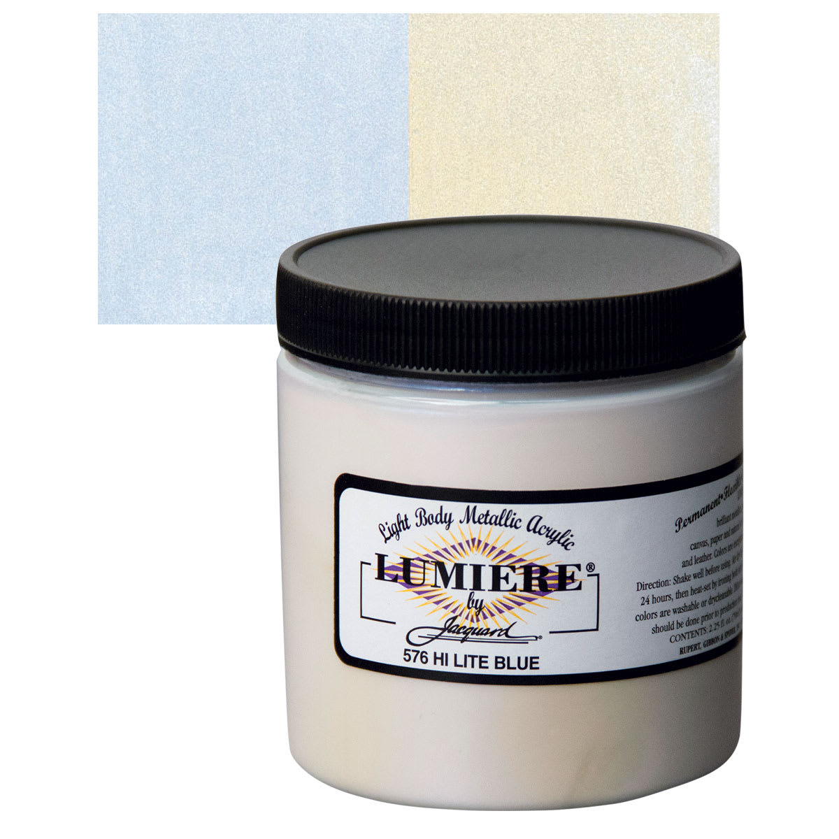 Jacquard Lumiere Acrylic - Hi-Lite Blue, 8 oz Jar and swatch