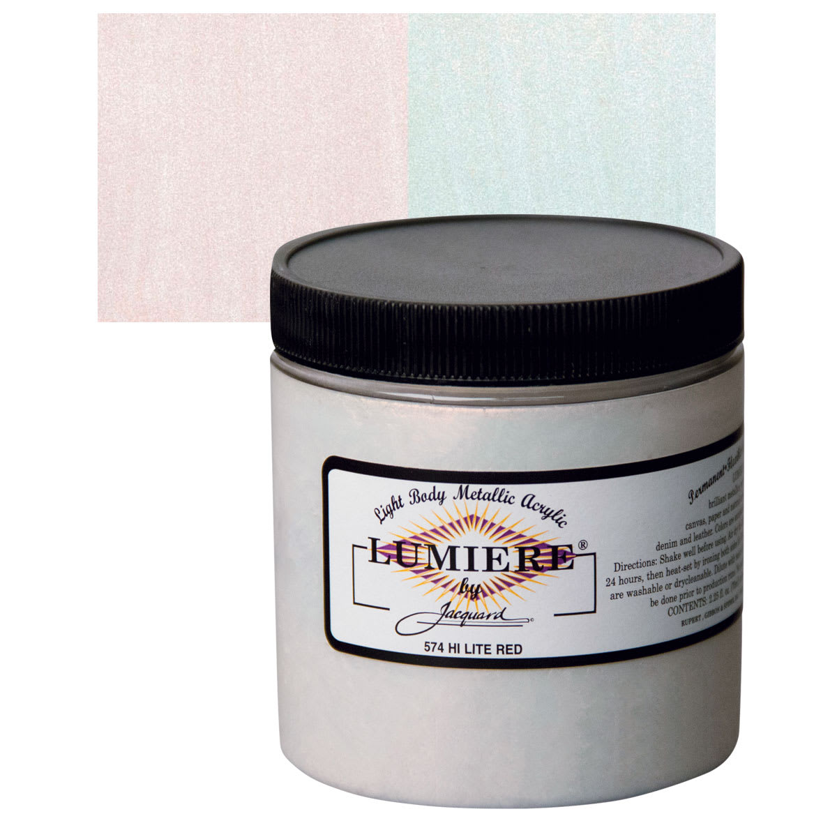 Jacquard Lumiere Acrylic - Hi-Lite Red, 8 oz Jar and swatch