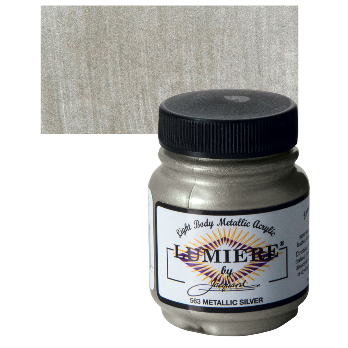 Jacquard Lumiere Acrylic - 2.25 oz, Metallic Silver and swatch