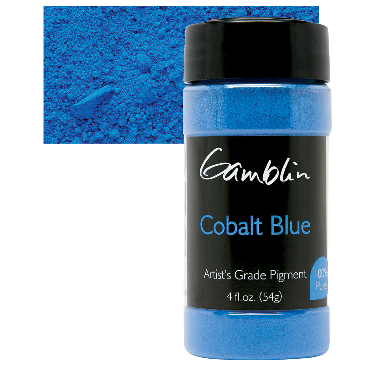 Gamblin Artist's Grade Pigment - Cobalt Blue, 4 oz bottle and swatch