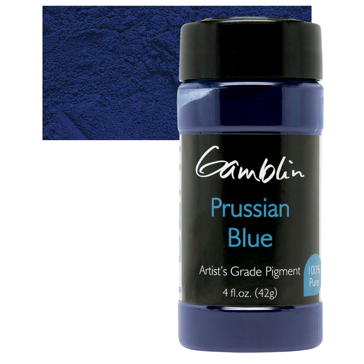Gamblin Artist's Grade Pigment - Prussian Blue, 4 oz bottle and swatch