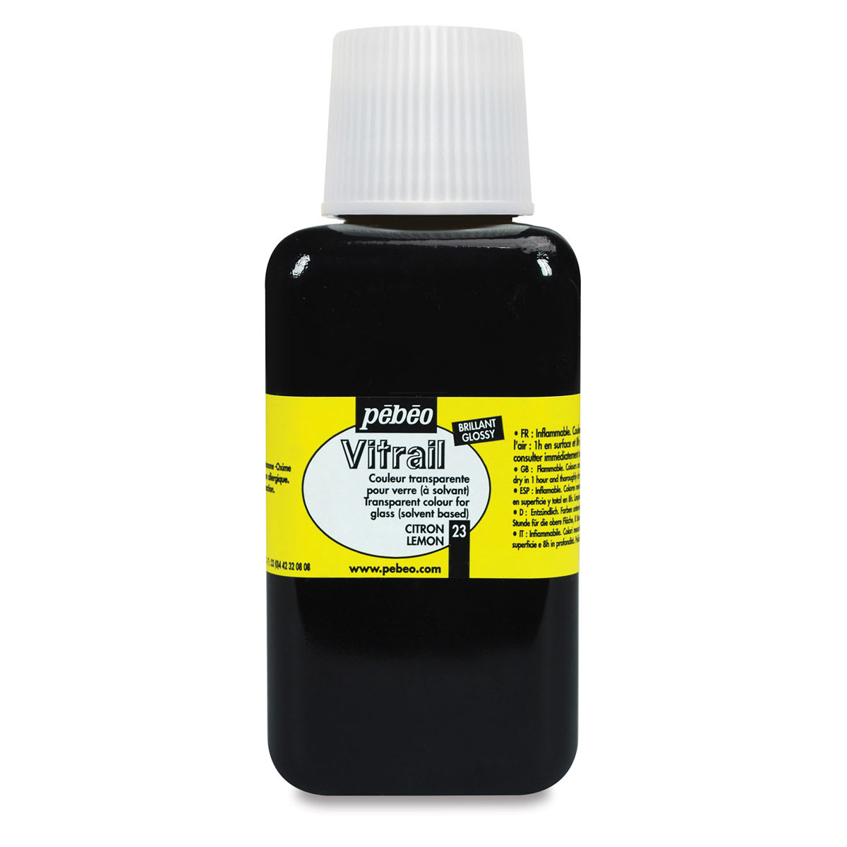 Pebeo Vitrail Paint - Front of 250 ml Lemon color bottle shown