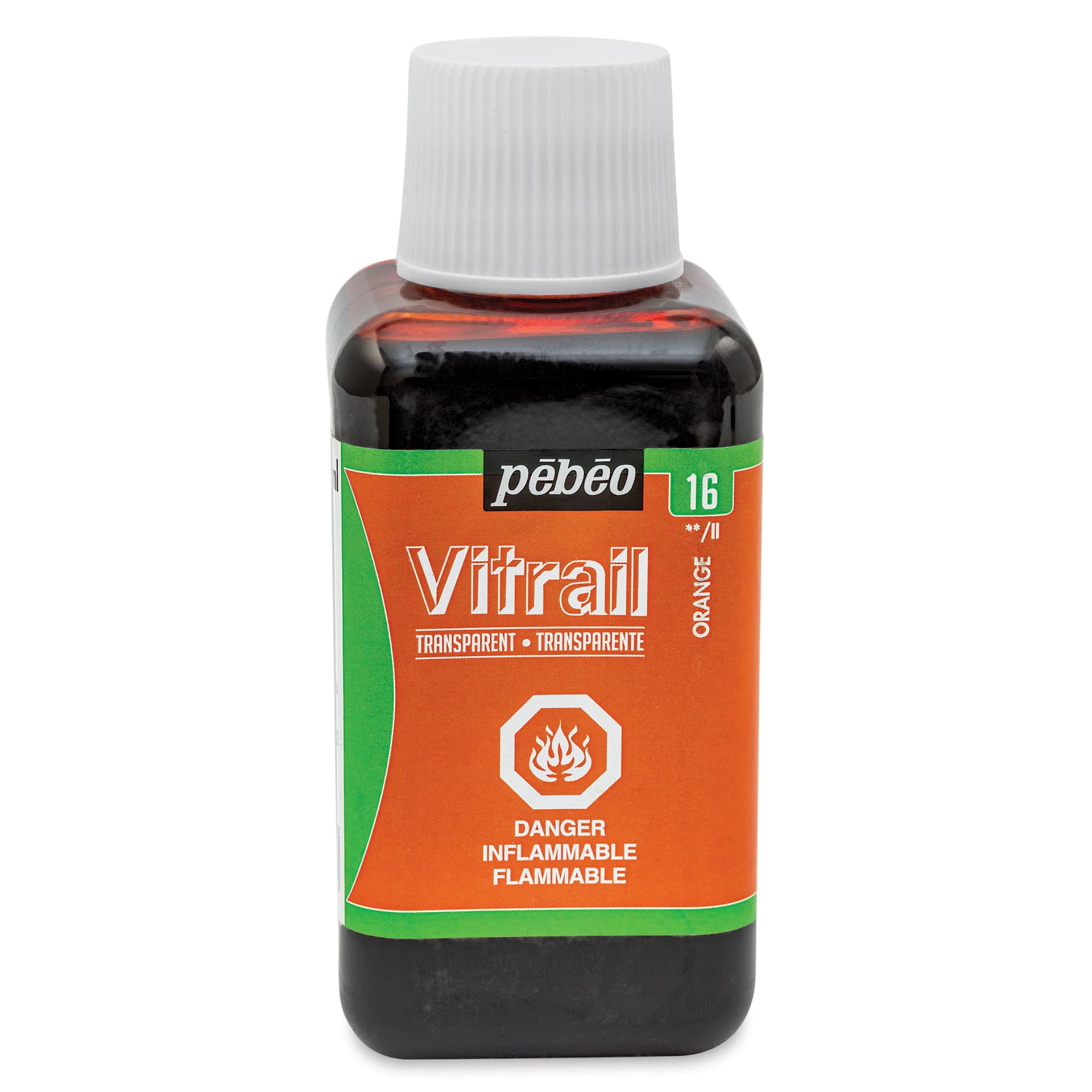 Pebeo Vitrail Paint - Orange, 250 ml bottle