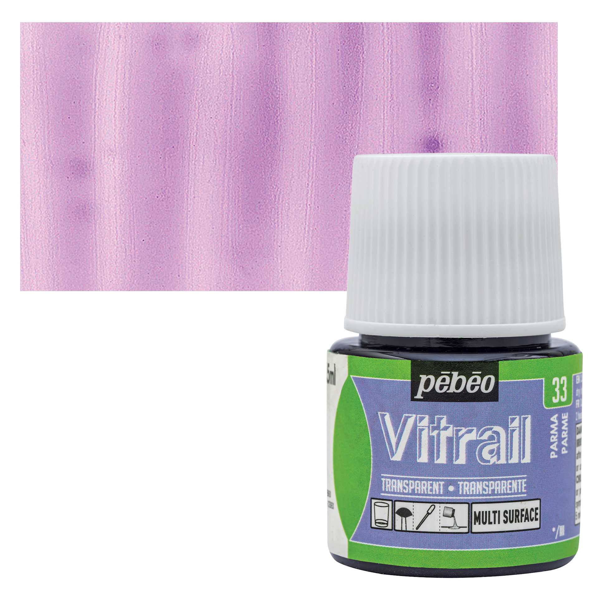 Pebeo Vitrail Paint - Parma, 45 ml bottle and swatch