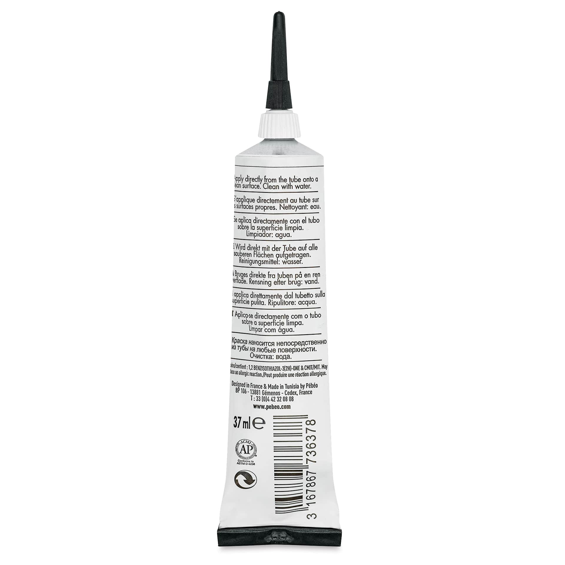 Pebeo Vitrail Paint Outliner - Transparent Outliner, 37 ml tube back