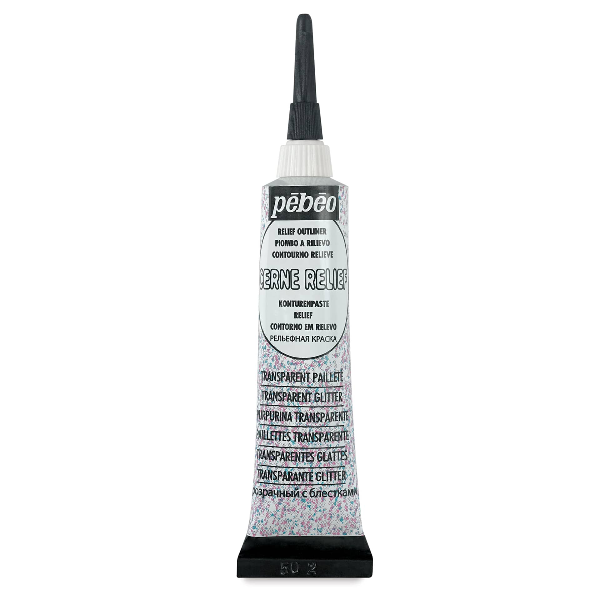 Pebeo Vitrail Paint Outliner - Transparent Outliner with Glitter, 20 ml tube