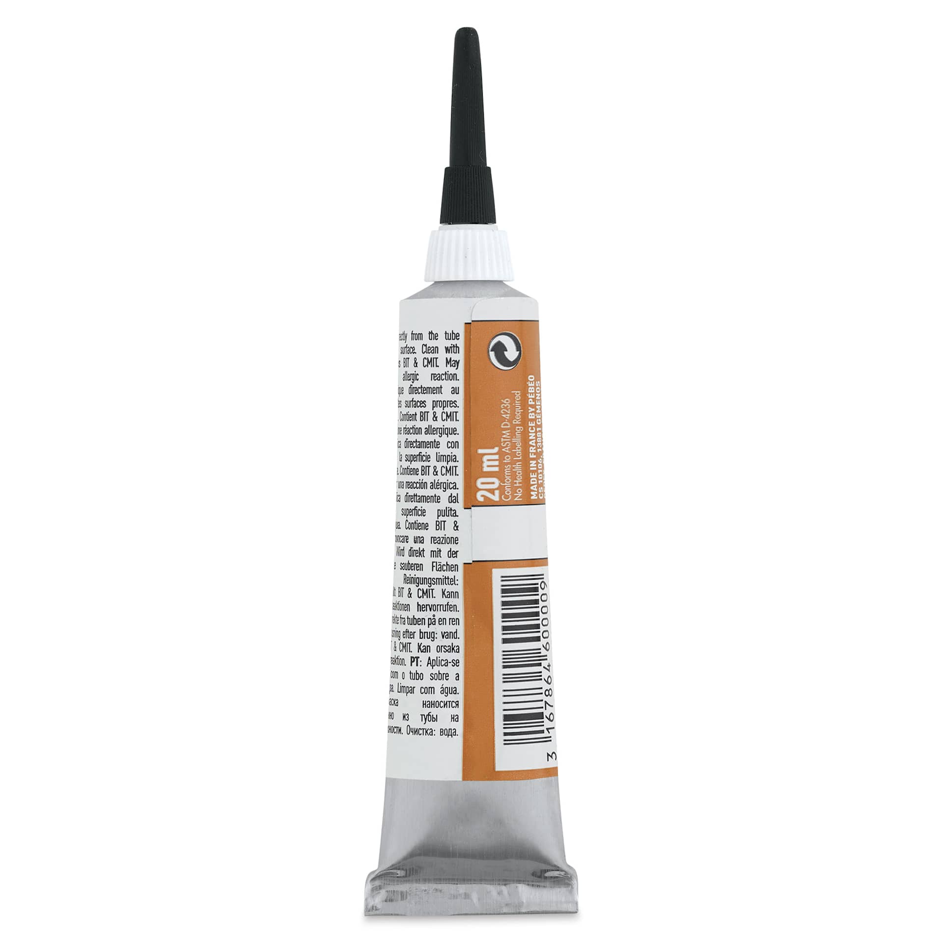 Pebeo Vitrail Paint Outliner - Vermilion Gold Outliner, 20 ml tube back