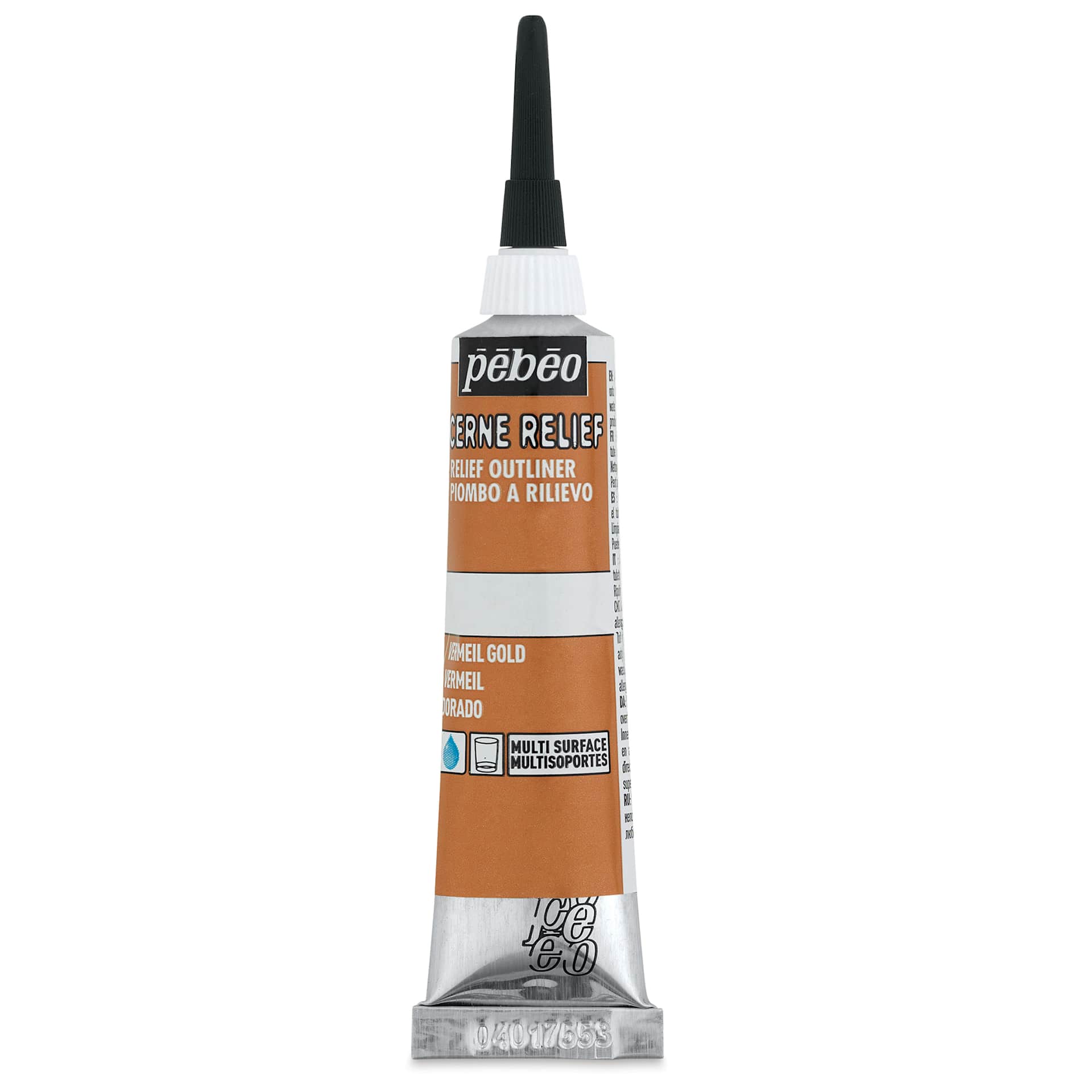 Pebeo Vitrail Paint Outliner - Vermilion Gold Outliner, 20 ml tube