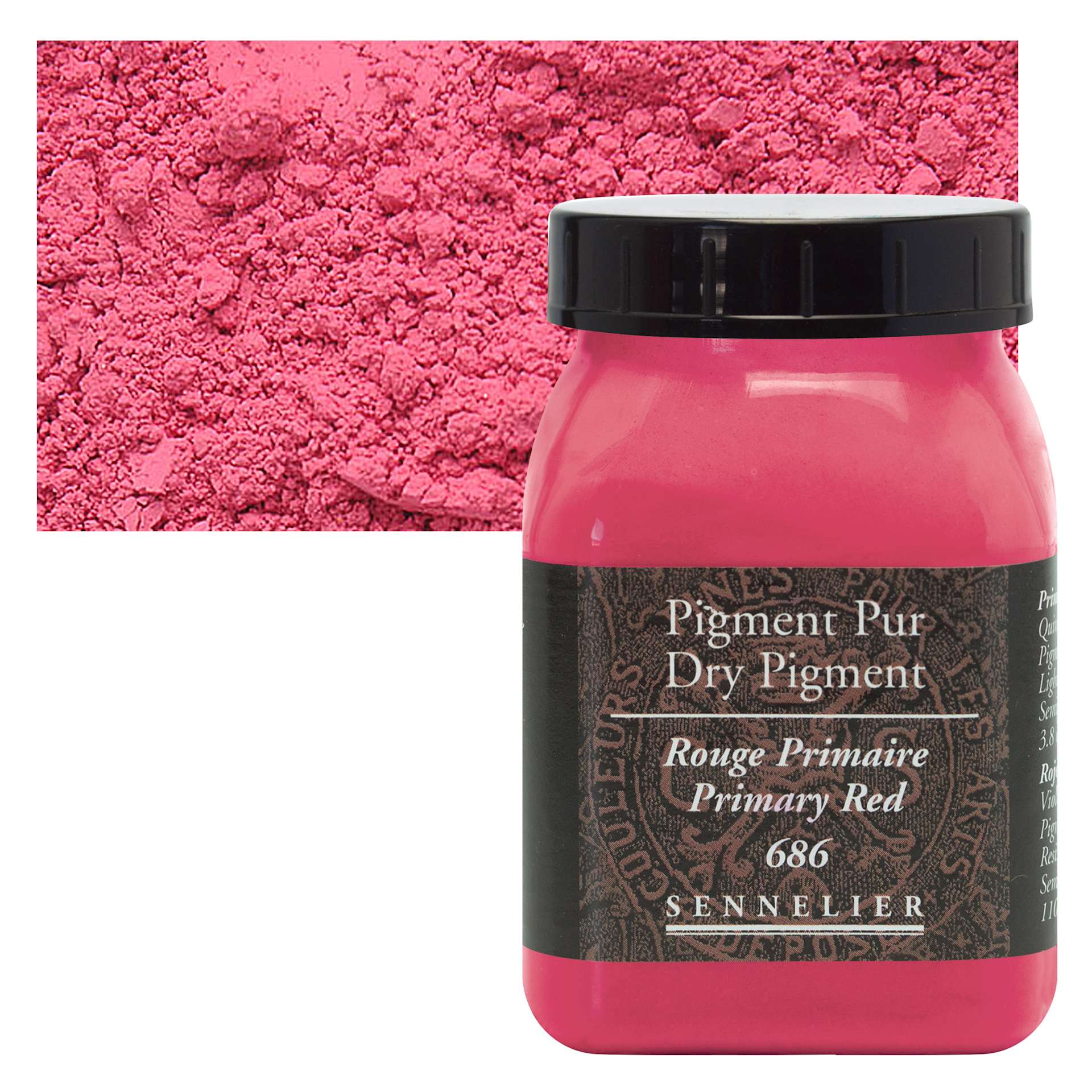 Sennelier Dry Pigment - Primary Red, 110 g jar and swatch