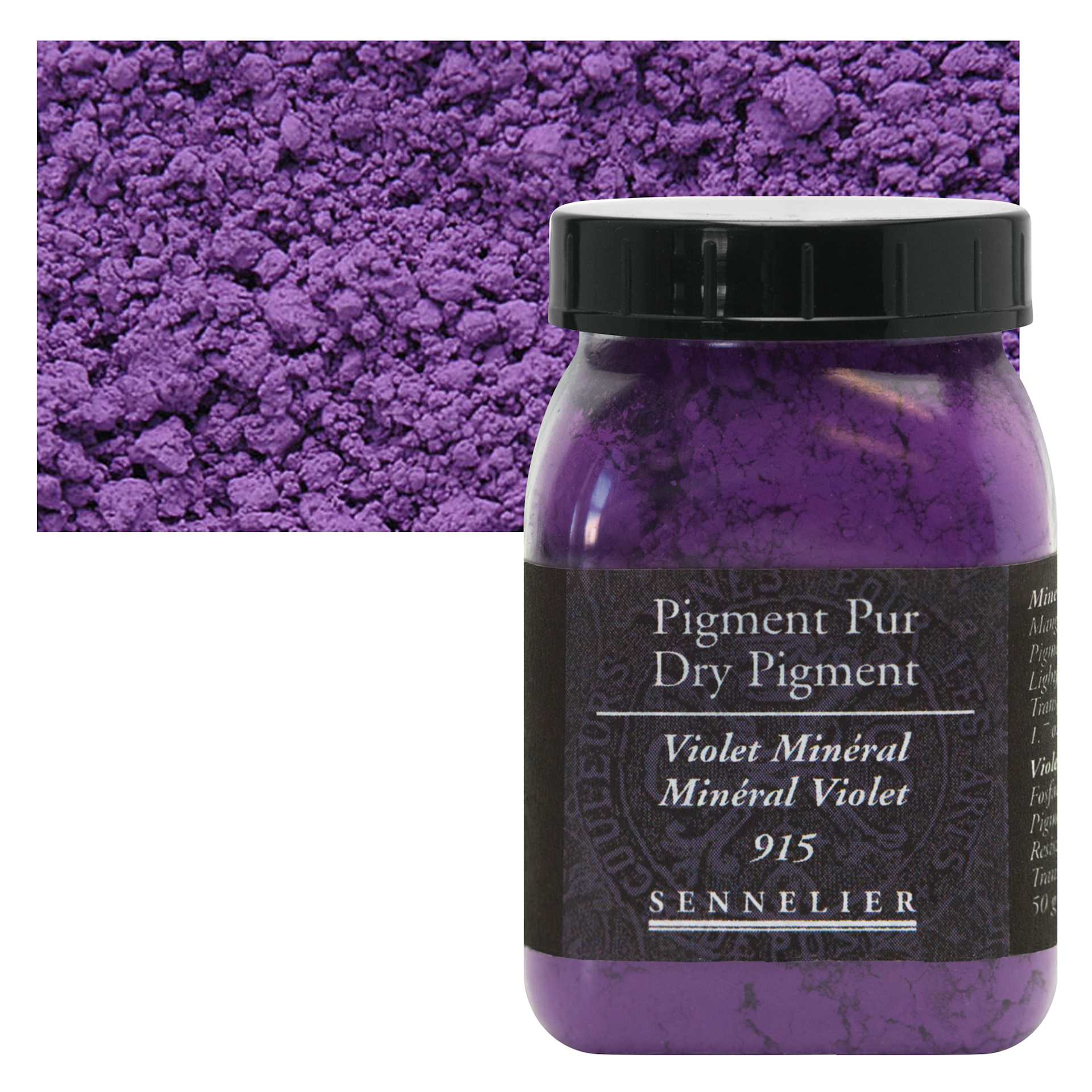Sennelier Dry Pigment - Mineral Violet, 50 g jar and swatch