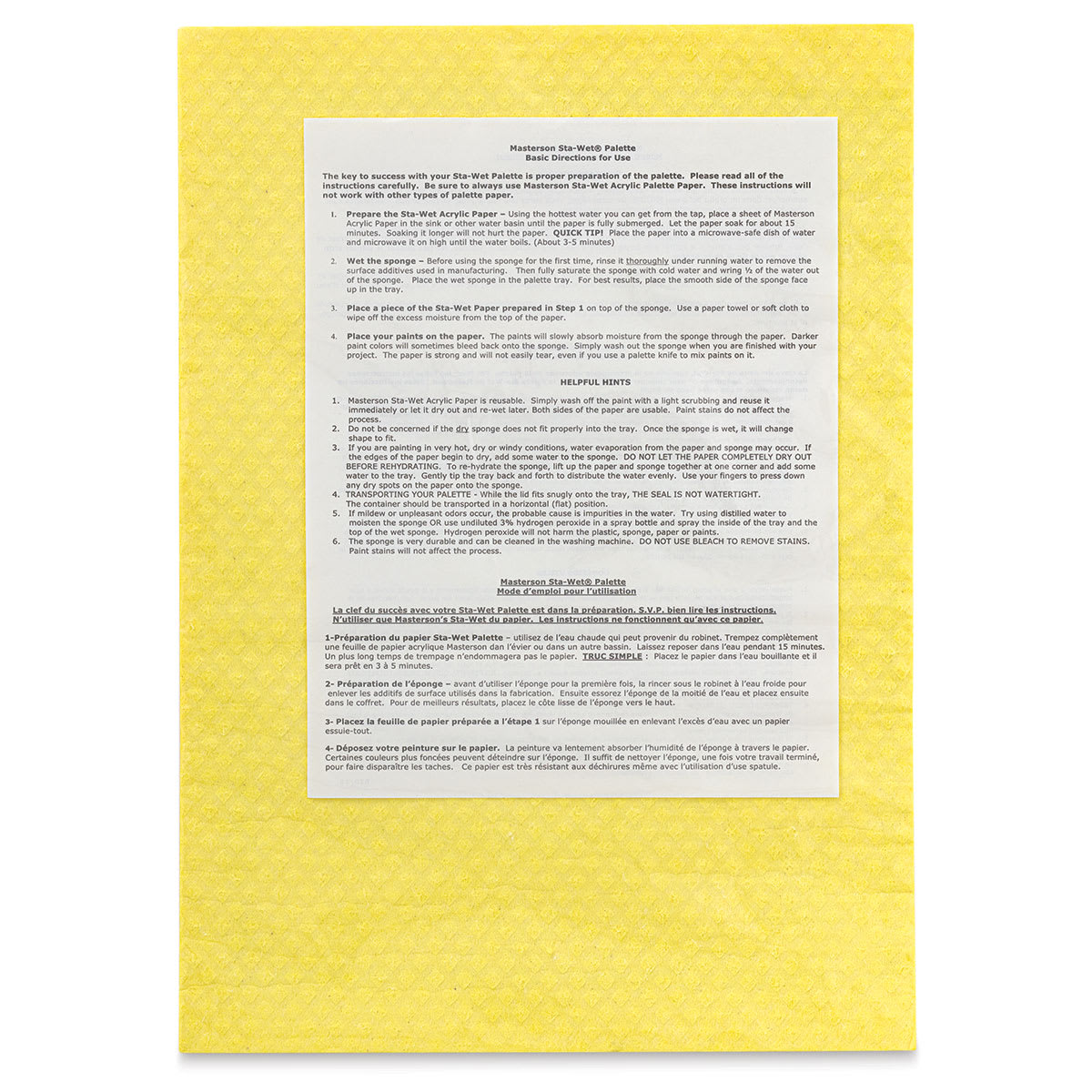 Masterson Sta-Wet Premier Palette - Sponge Insert - back of packaging