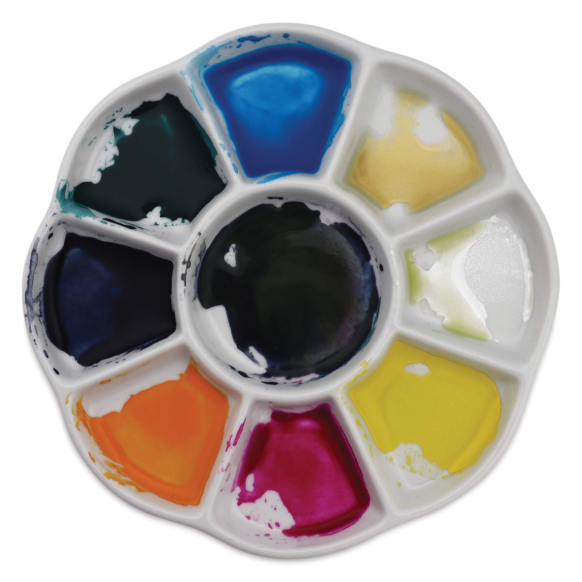Yasutomo Flower Porcelain Dish - 9 wells with paints (not included)
