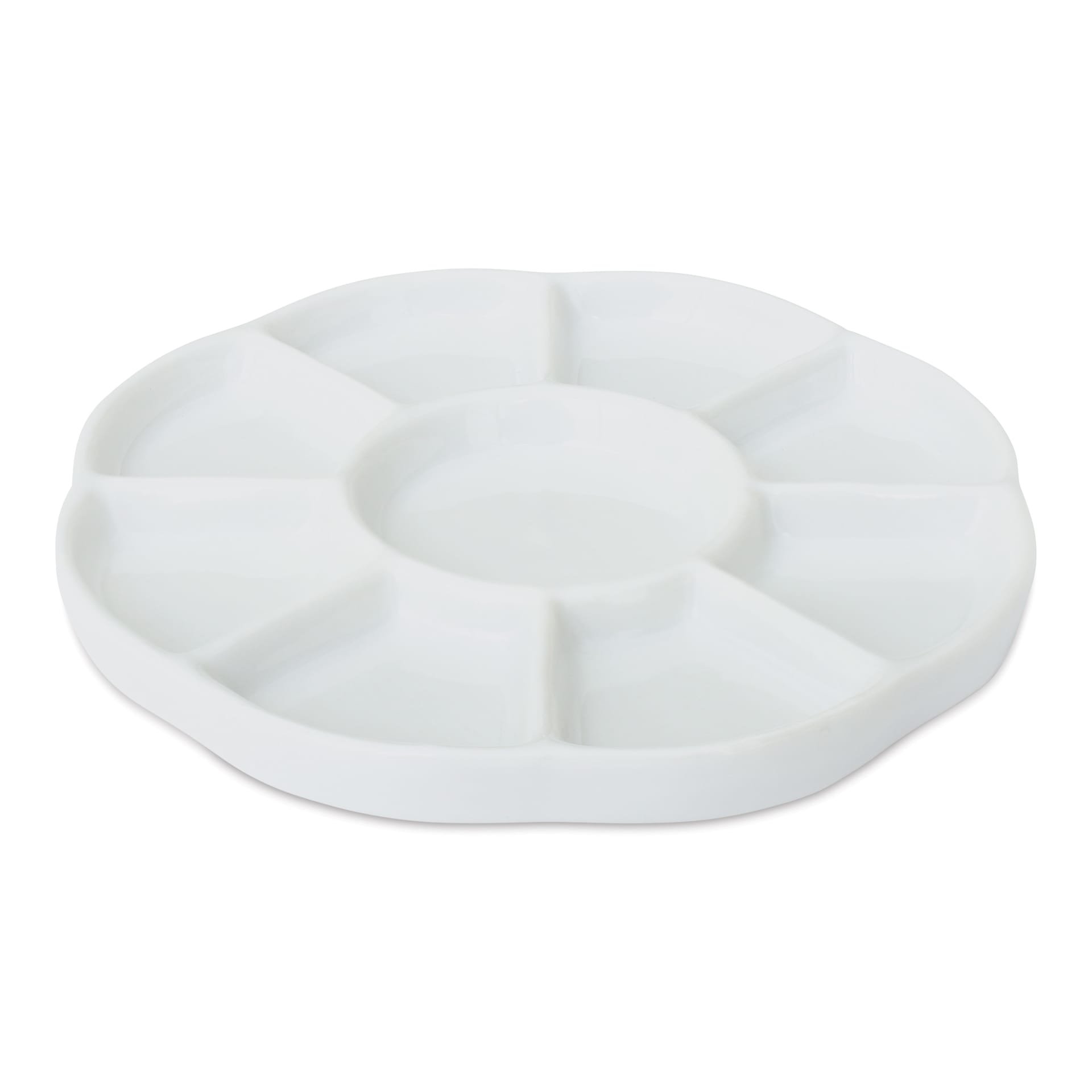 Yasutomo Flower Porcelain Dish - 9 wells at an angle to show depth