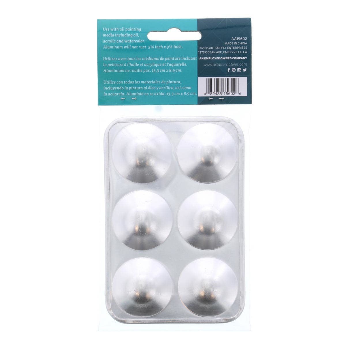 Art Alternatives Alumuinum Palette - Rectangular,  5-1/4" x 3-1/2" back of package