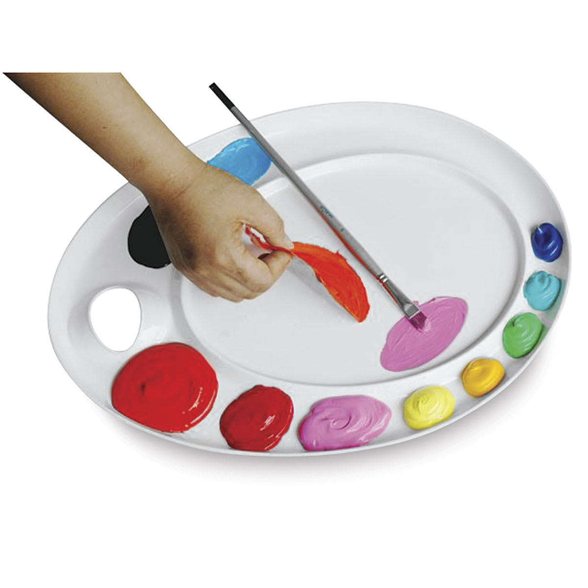 Mijello Ellipse Peel-off Palettes - Hand peeling off dried paint from large palette Mijello Ellipse Peel-off Palettes - Hand peeling off dried paint from large palette