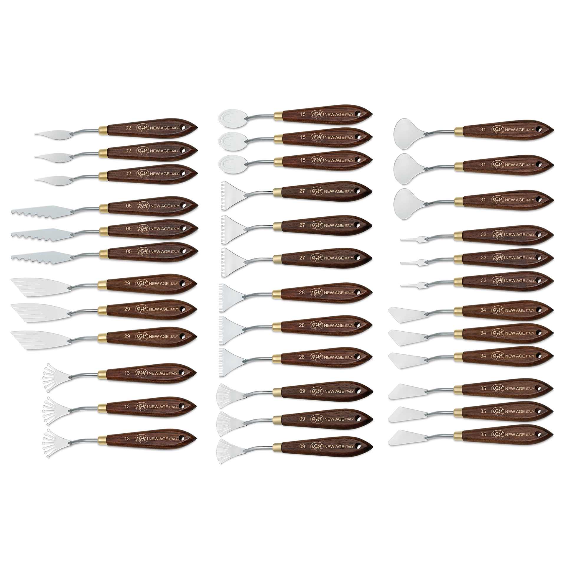 RGM New Age Palette Knives and POP Display, 36 palette knives