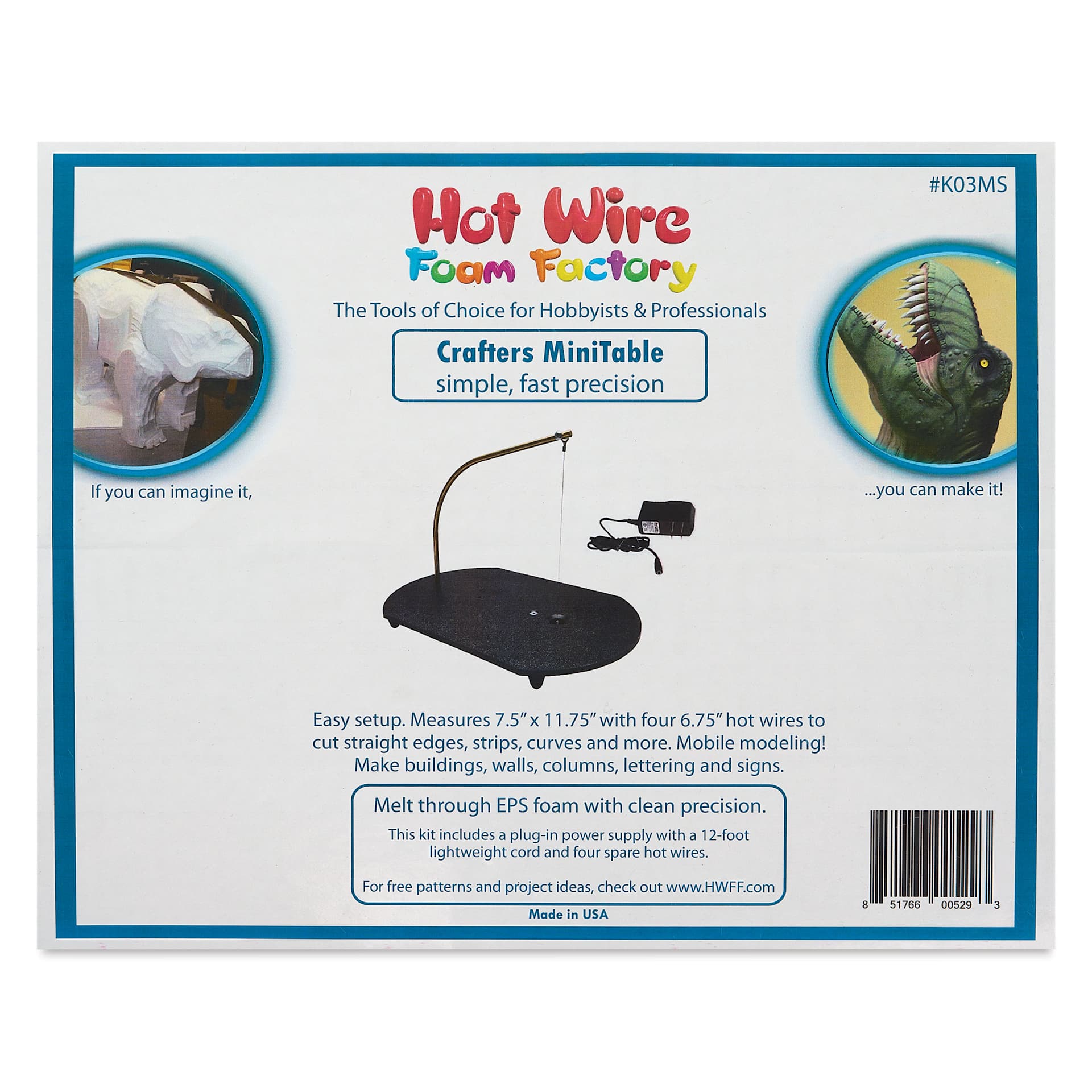 Hot Wire Foam Factory Mini Scroll Table front of packaging
