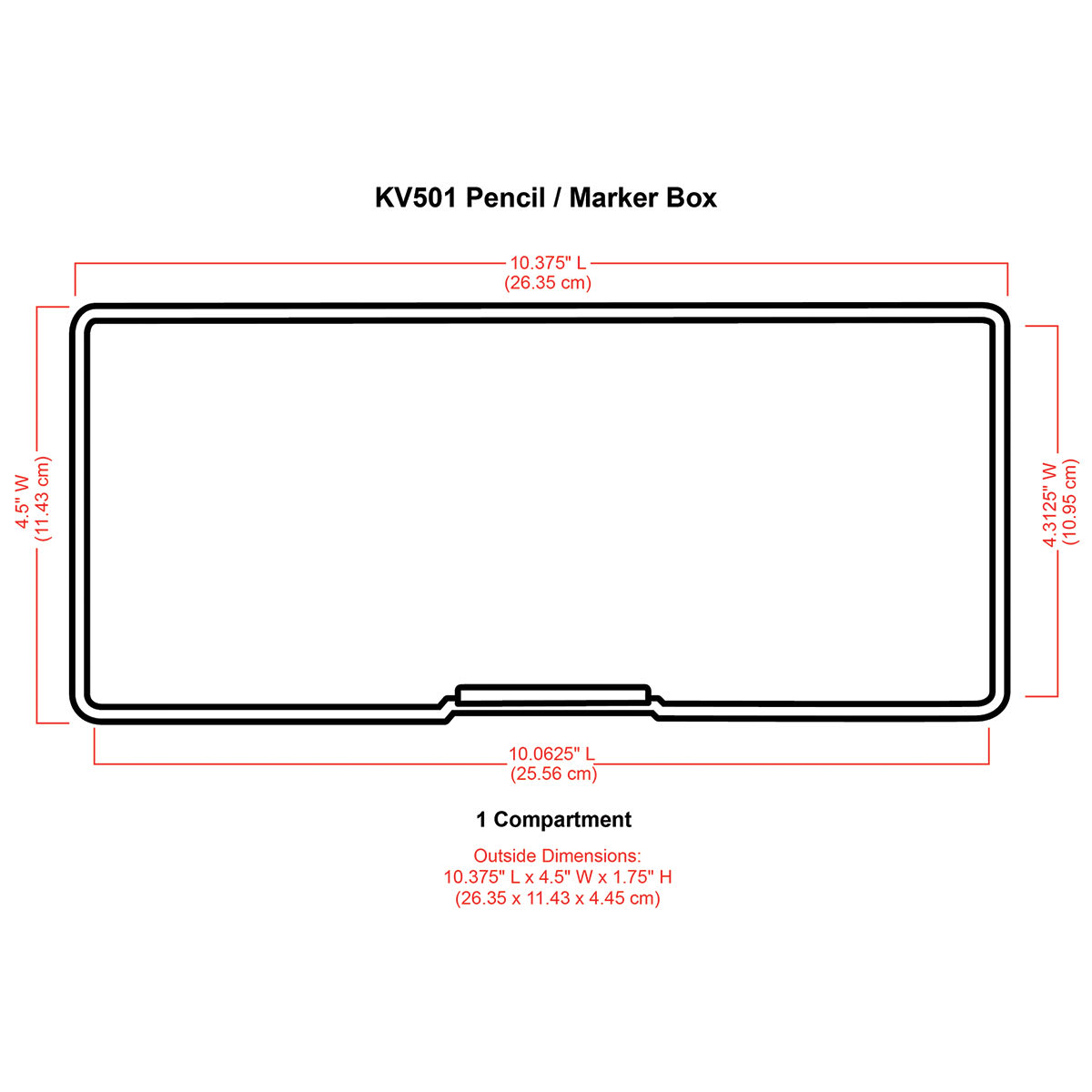 ArtBin 1-Tray Art/Craft Box - Illustration diagraming box dimensions