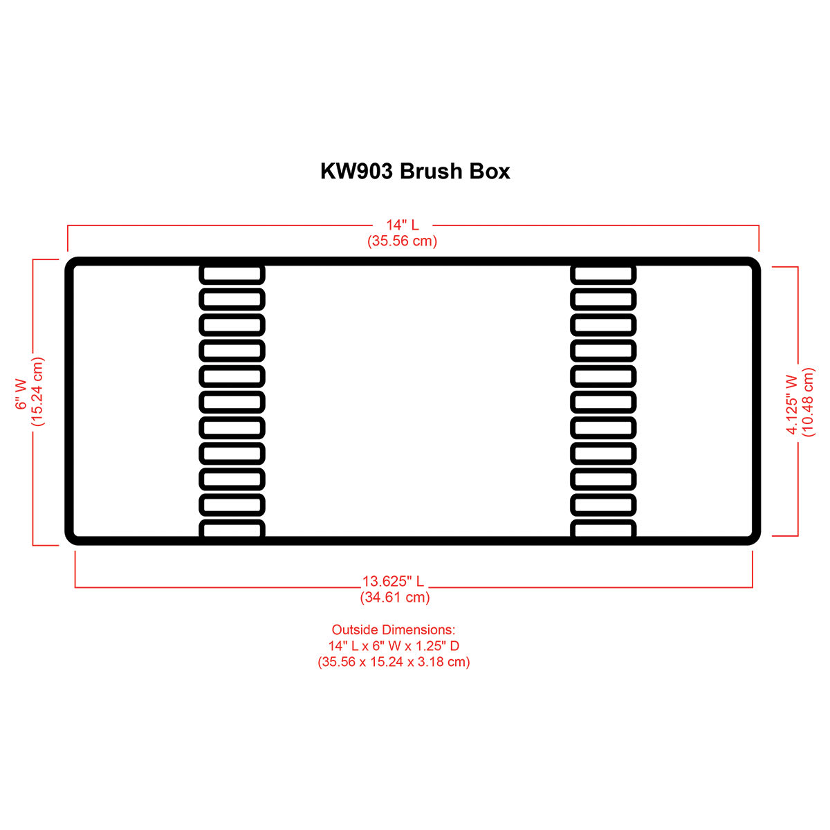 ArtBin Essentials Brush Box (illustrated graphic with corresponding measurements)
