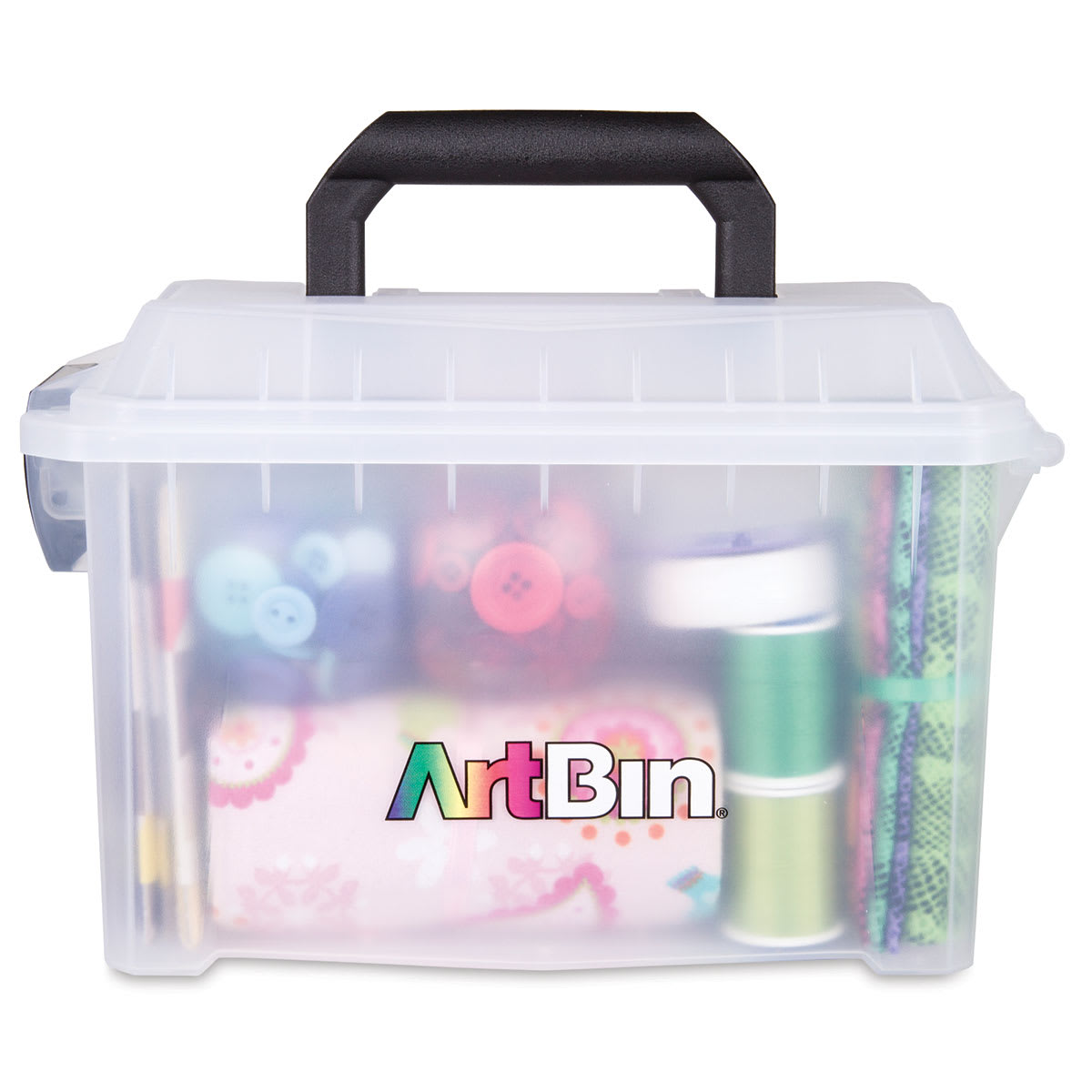 ArtBin Sidekick Mini Storage Bin (Front view, lid closed with supplies. Supplies not included) ArtBin Sidekick Mini Storage Bin (Front view, lid closed with supplies. Supplies not included)